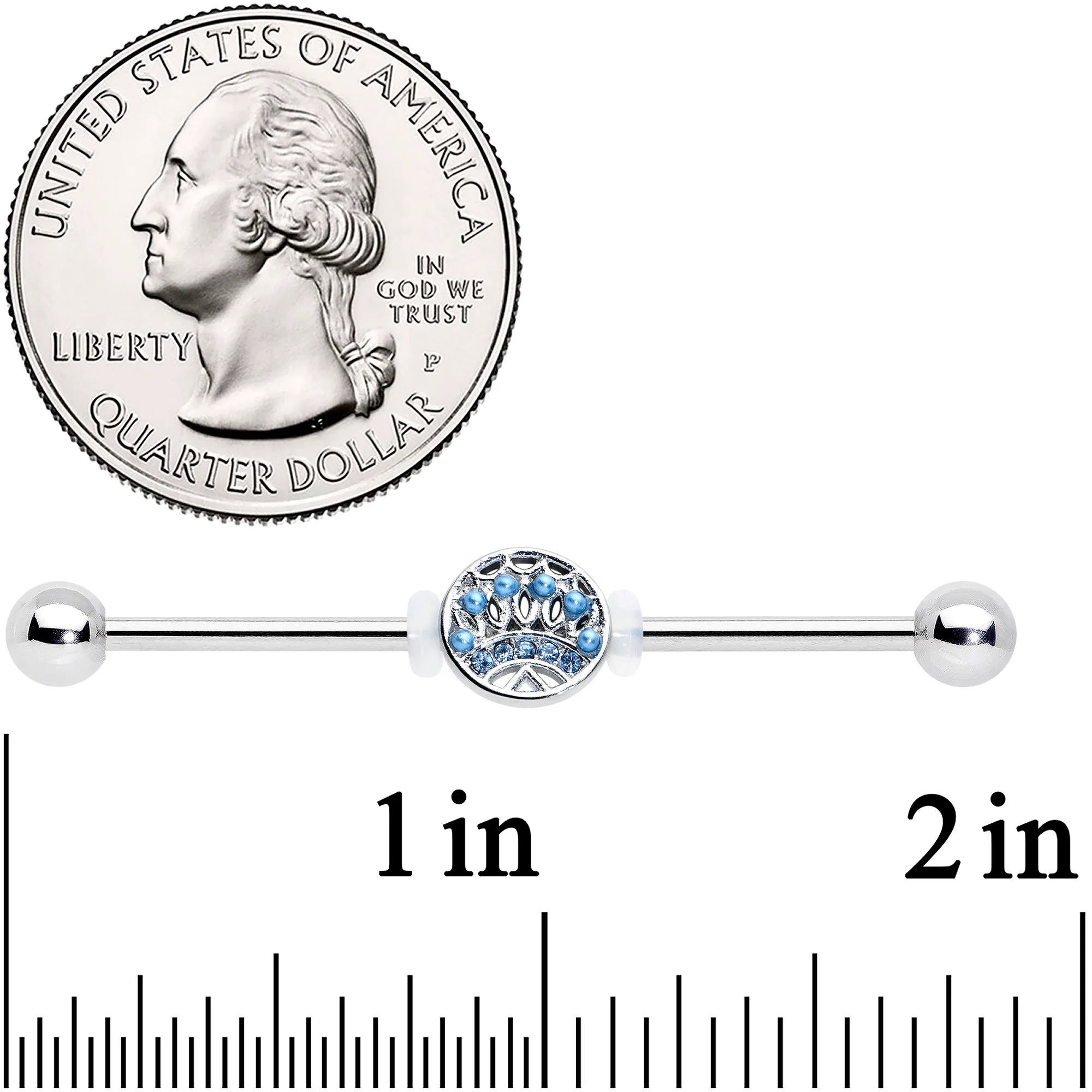 14G Blue Gem Geometric Blues Industrial Barbell 38mm - Image 2