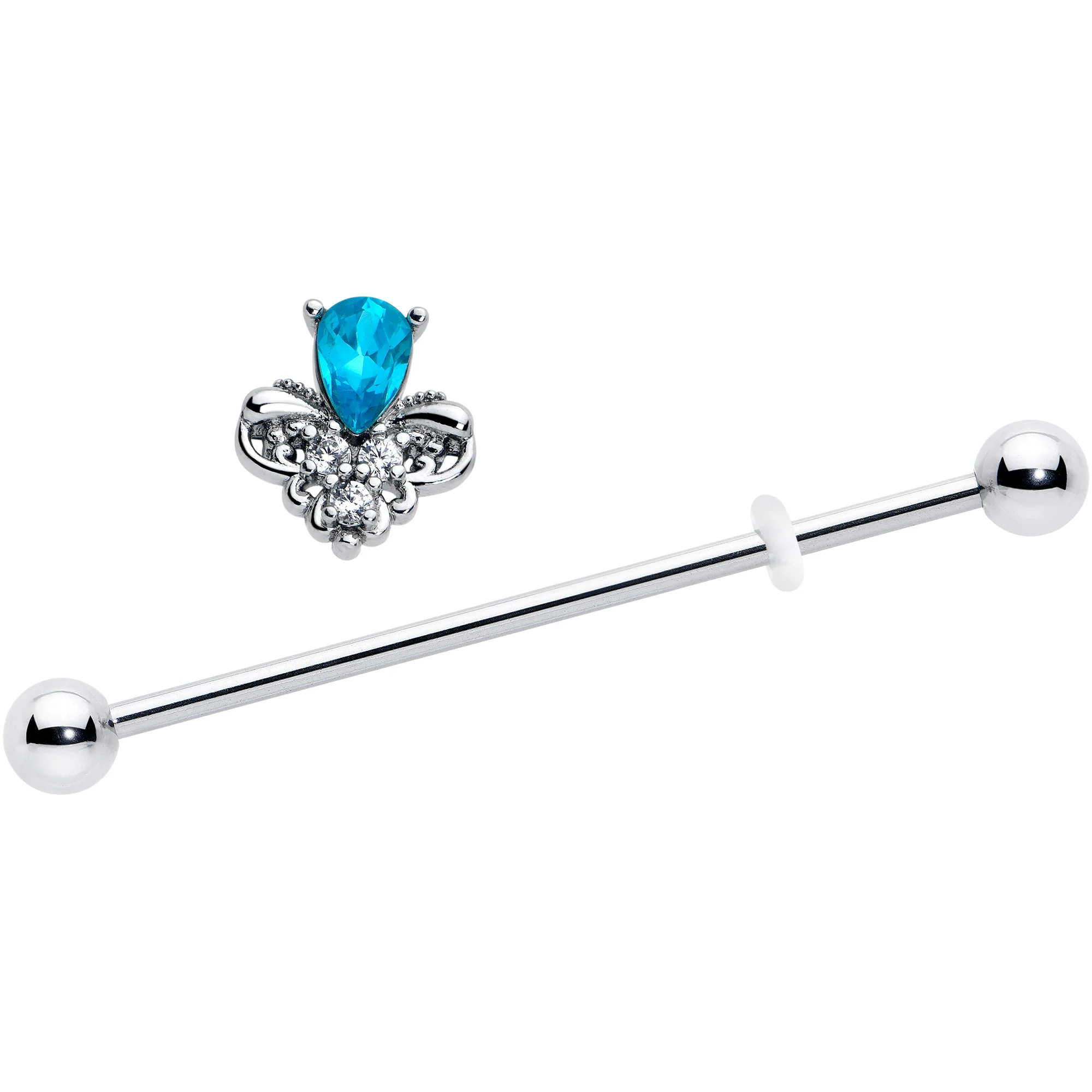 14G Blue Gem Style Simplicity Industrial Barbell 38mm - Image 2