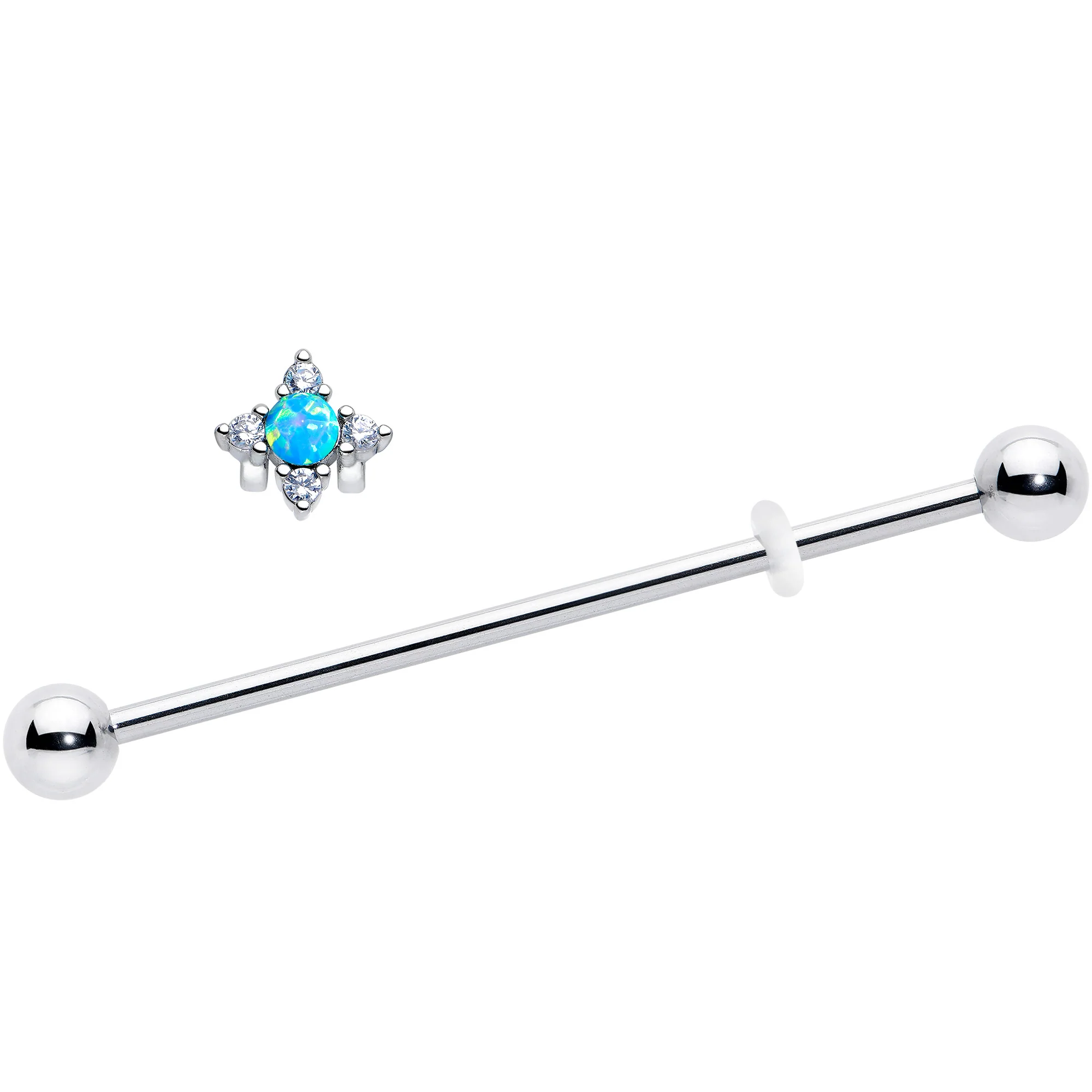 14G Blue Synthetic Opal Rhombus Star Industrial Barbell 38mm - Image 2