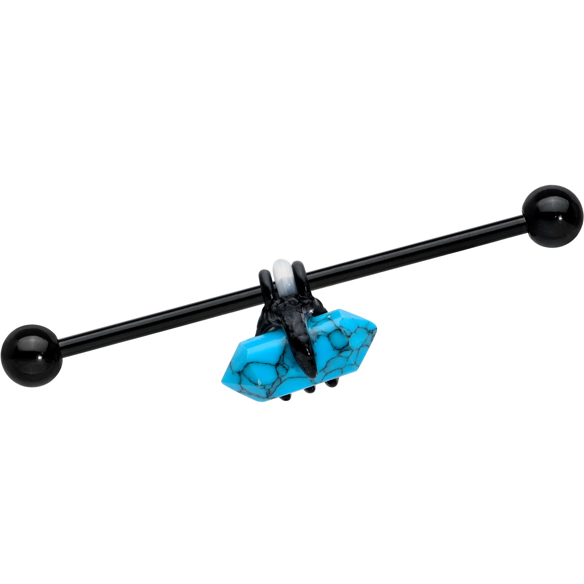 14G Blue Turquoise Black Claw Industrial Barbell 38mm - Image 2