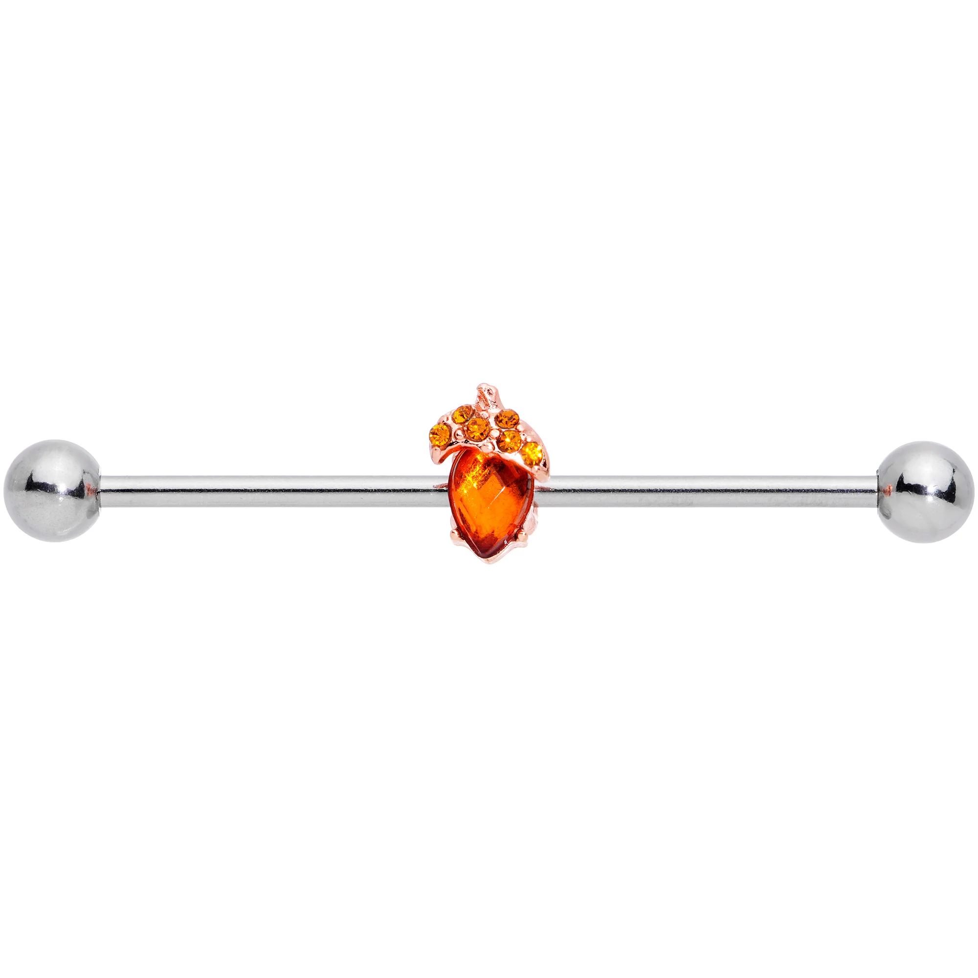 14G Brown Gem Fall Autumn Acorn Industrial Barbell 38mm - Image 2
