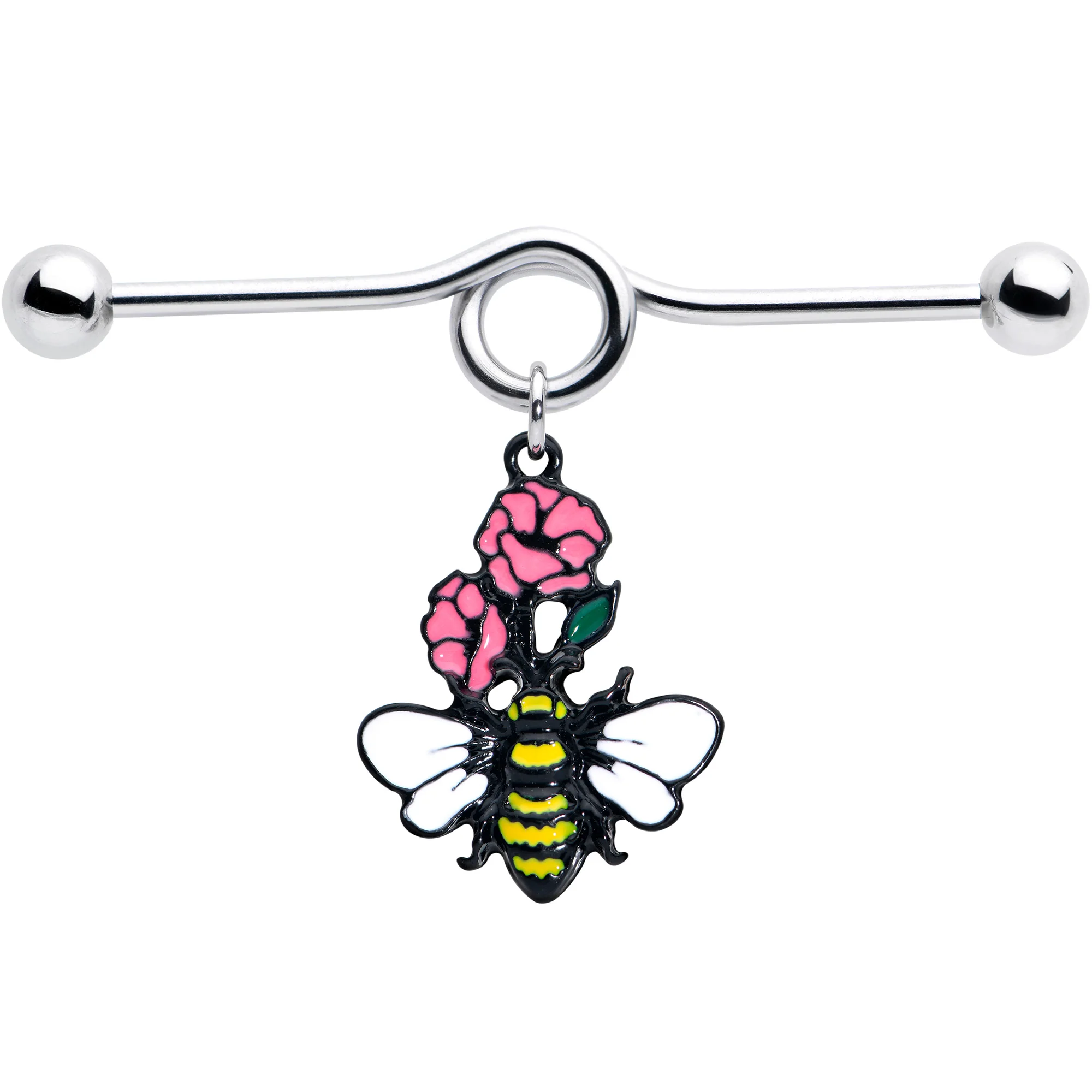 14G Busy Bee Flowers Dangle Project Bar 38mm - Image 2