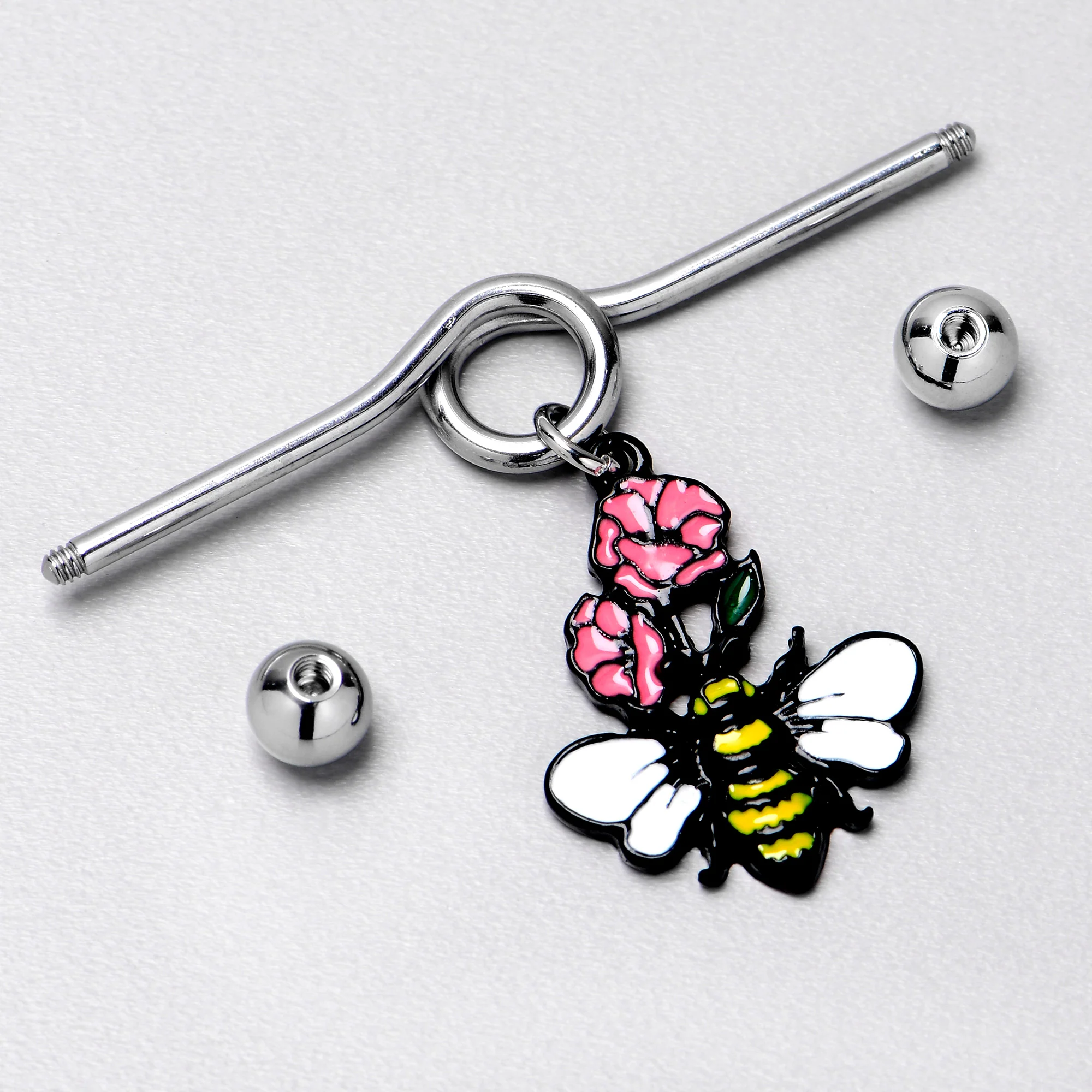 14G Busy Bee Flowers Dangle Project Bar 38mm - Image 7