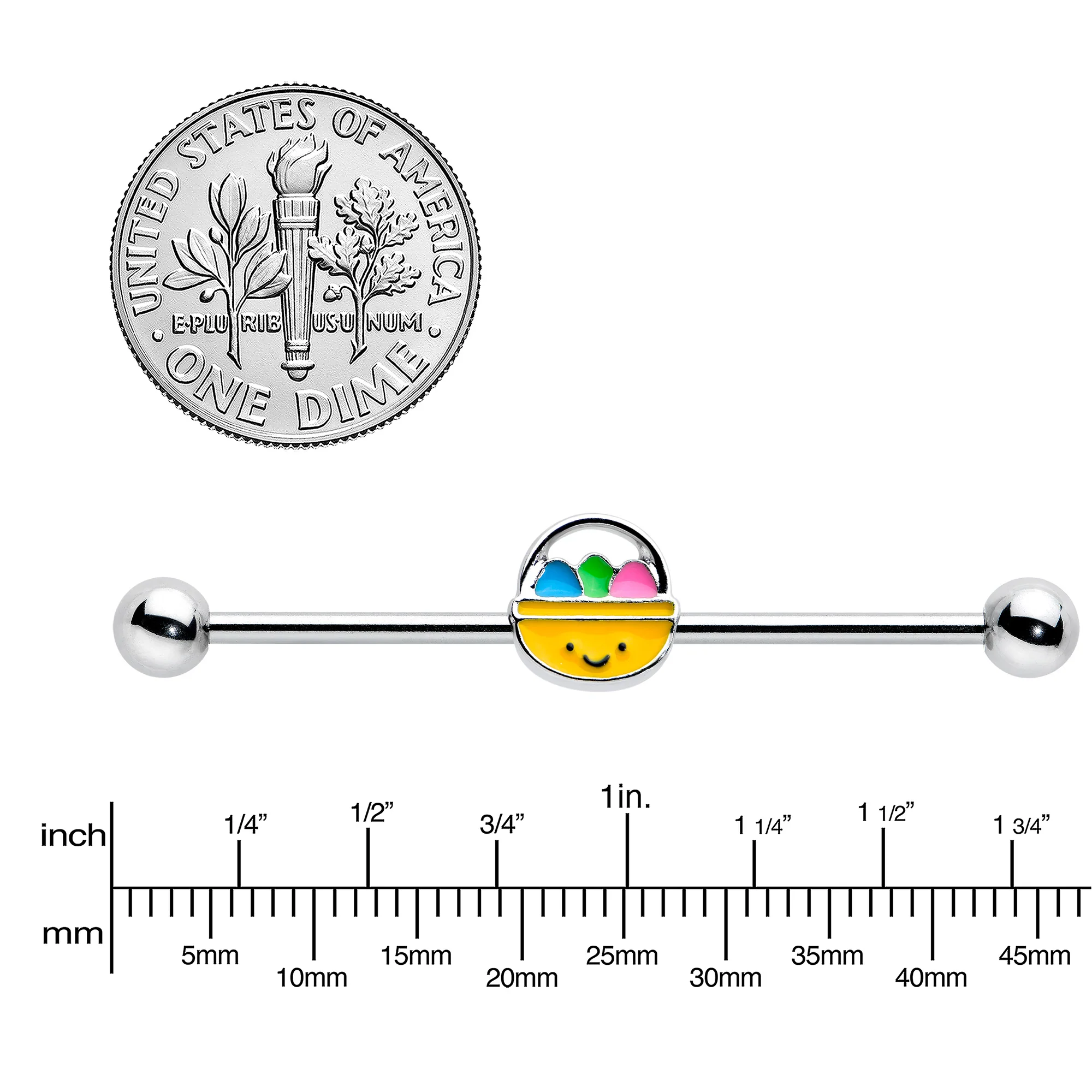 14G Celebration Easter Basket Industrial Barbell 38mm - Image 3