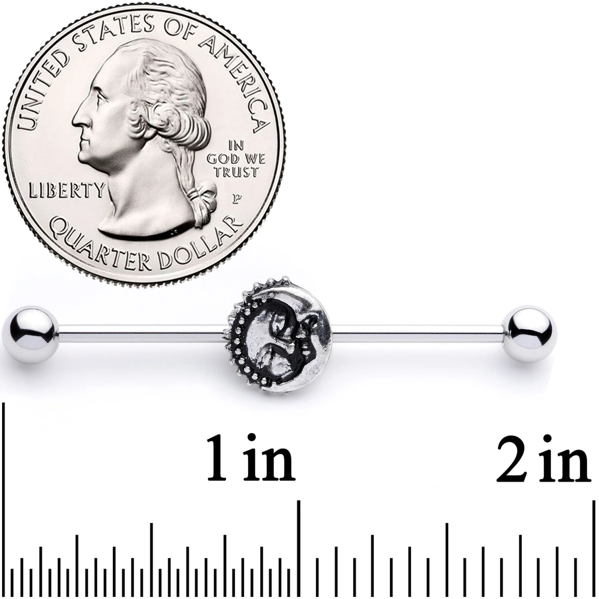 14G Celestial Embrace Industrial Barbell 38mm - Image 2