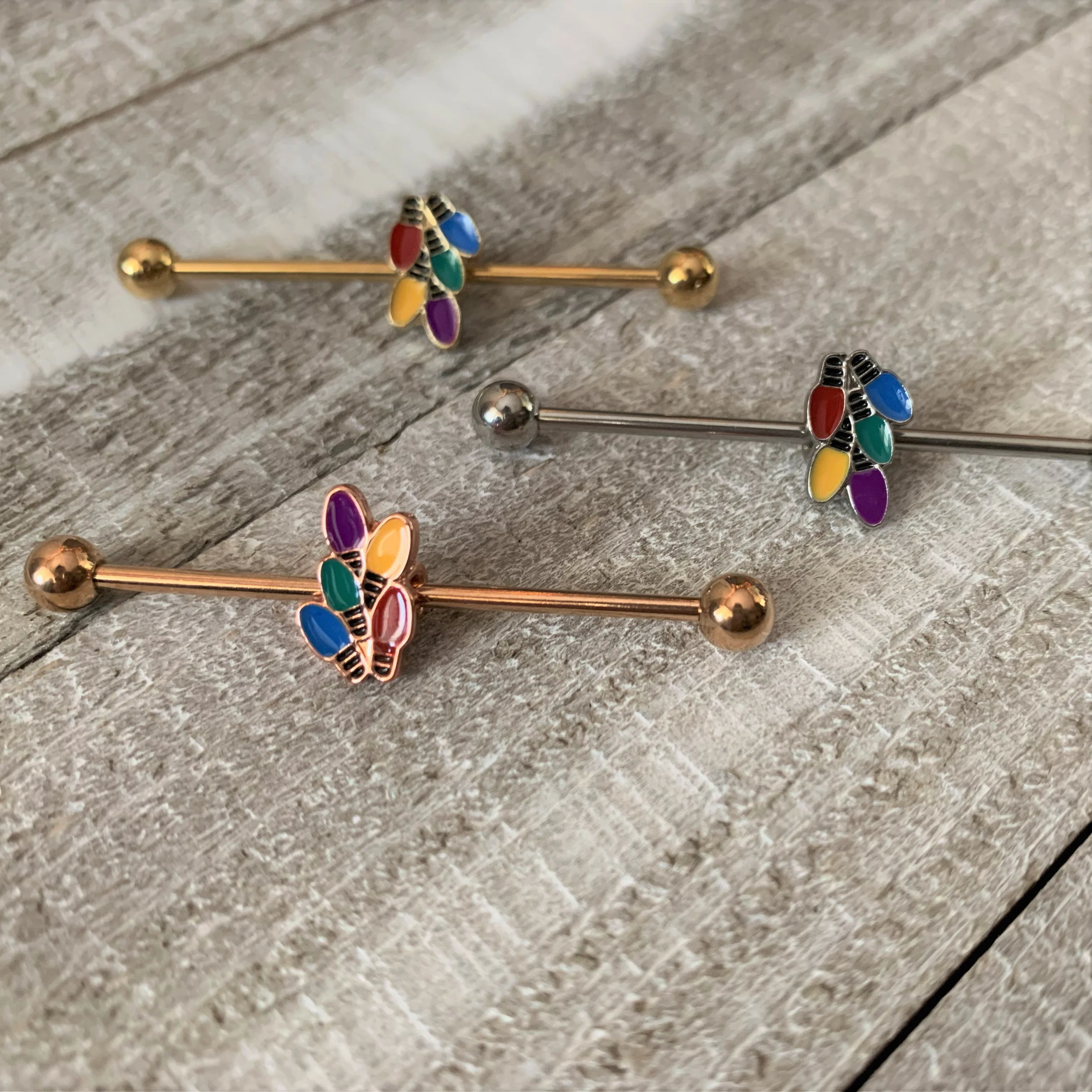 14G Christmas Lights Industrial Barbell 38mm - Image 4