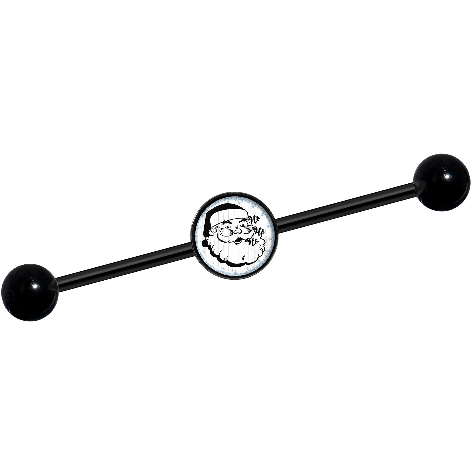 14G Christmas Retro Santa Ho Ho Ho Black Industrial Barbell 37mm - Image 4