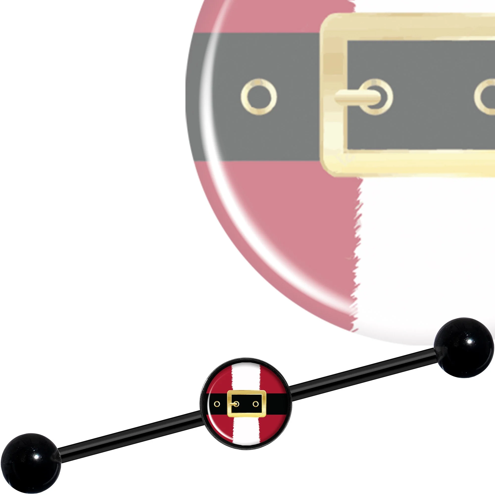 14G Christmas Santa Suit Black Industrial Barbell 37mm - Image 3