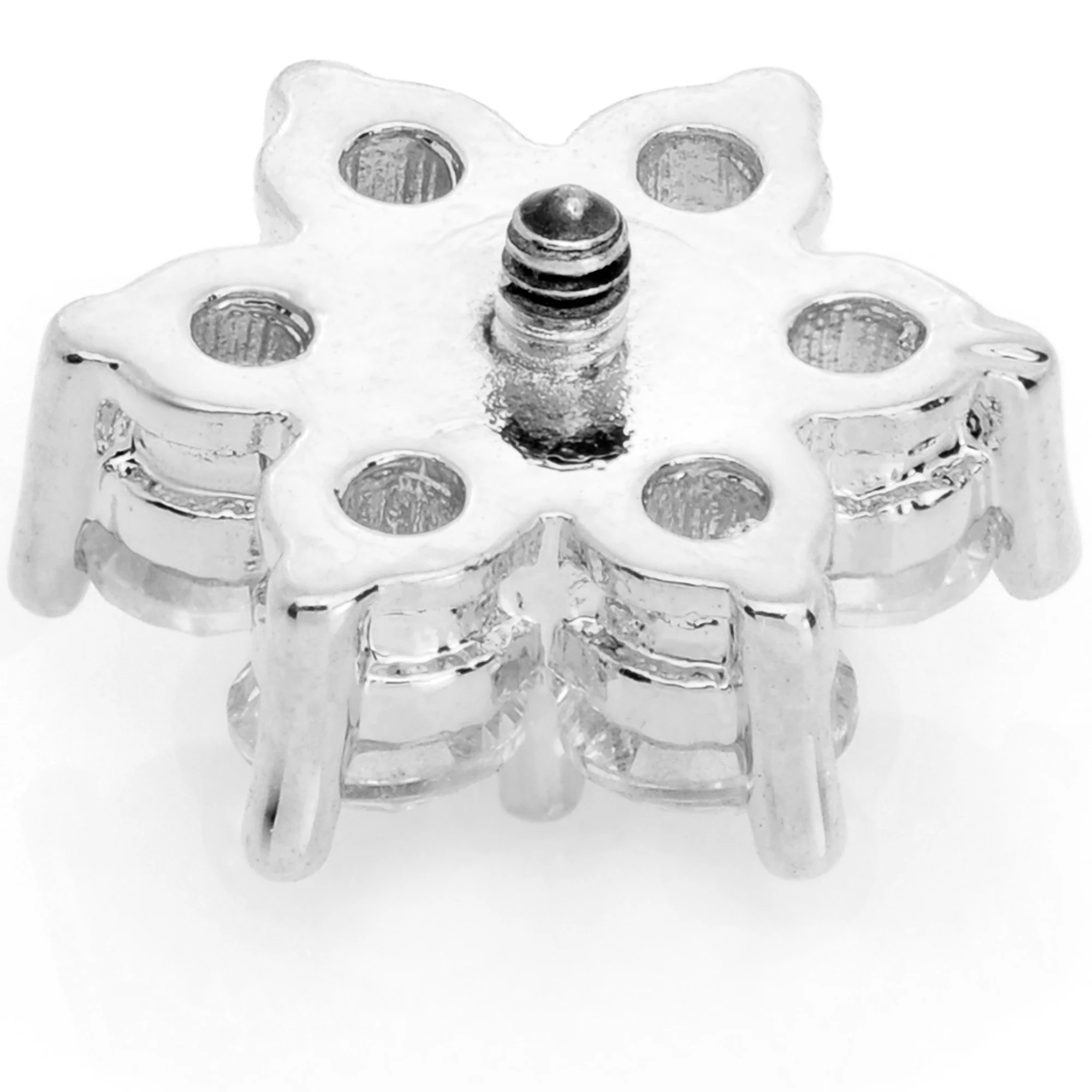14G Clear Aqua Cubic Zirconia Gem Flower Dermal Anchor Top - Image 3