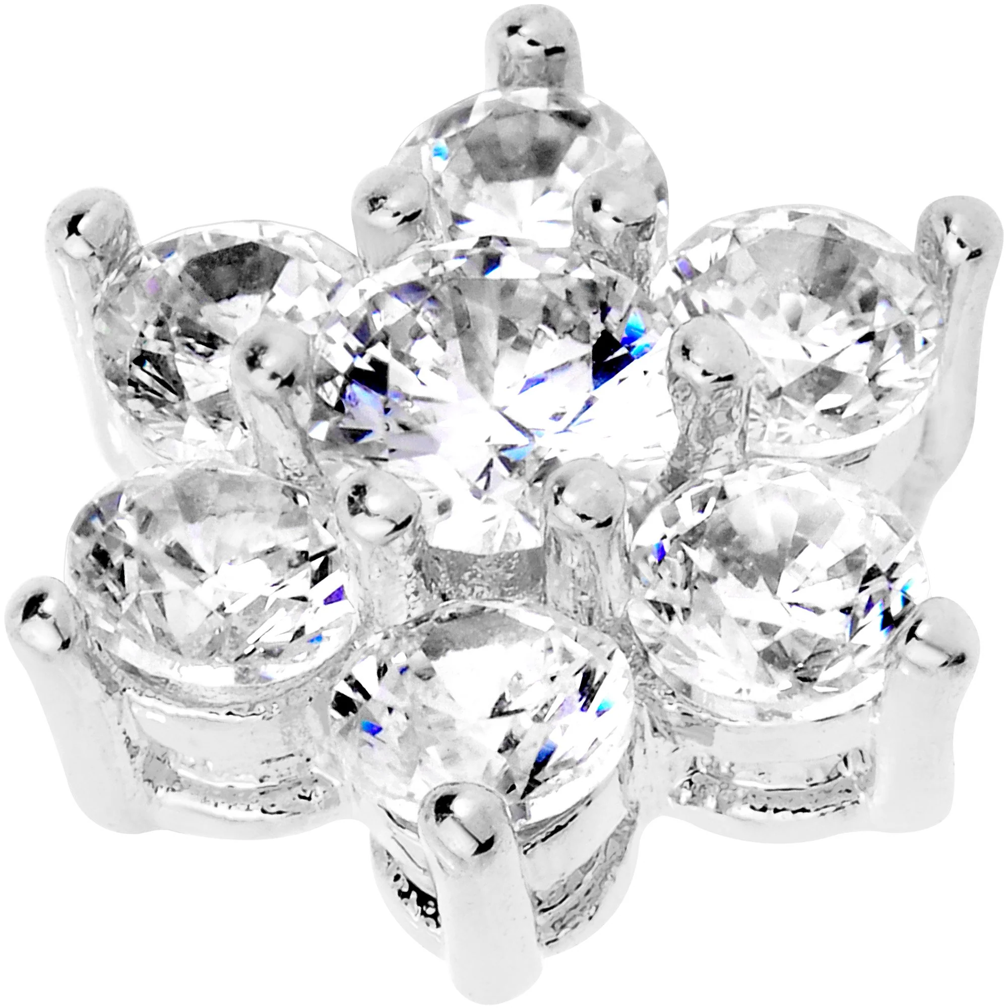 14G Clear Cubic Zirconia Gem Flower Dermal Anchor Top