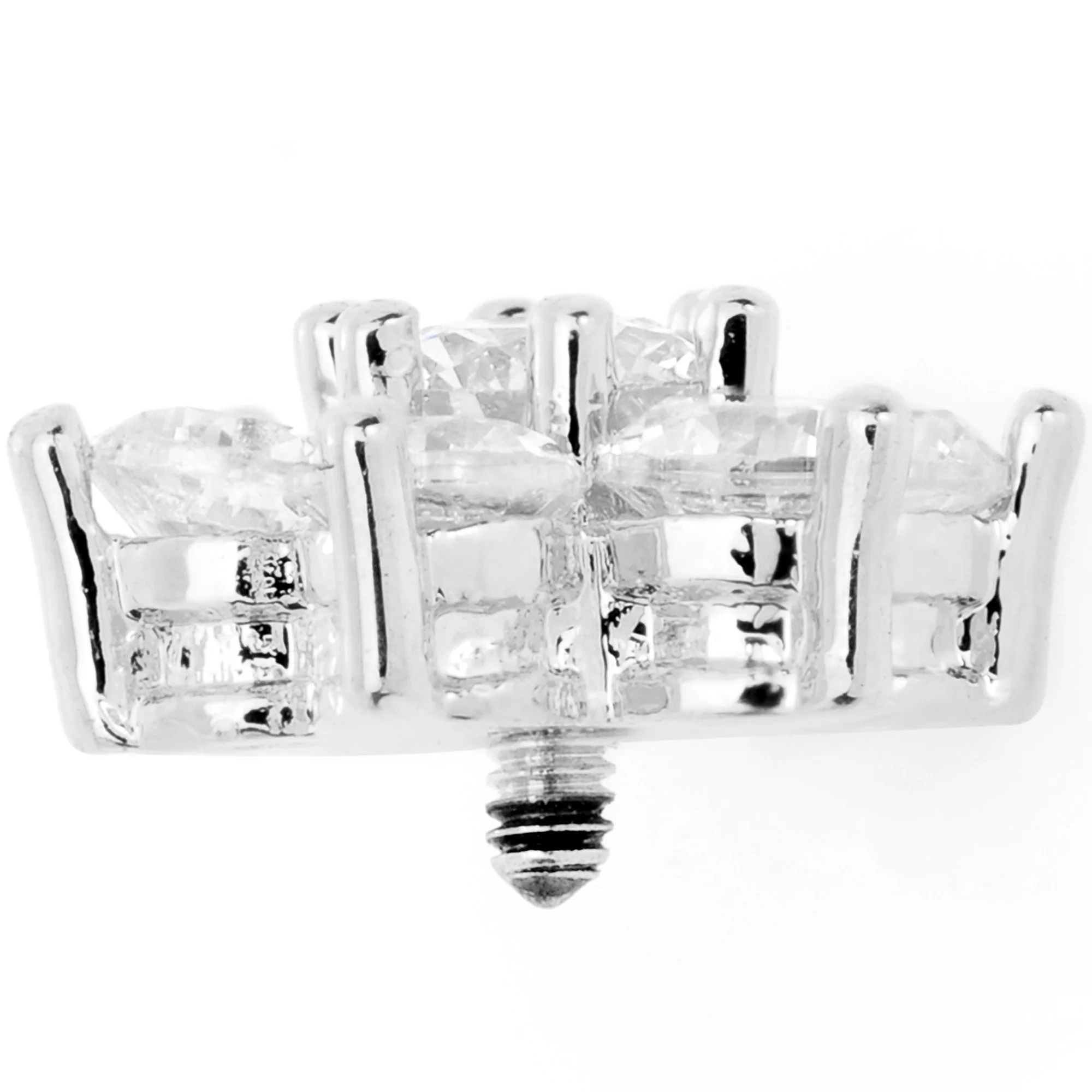 14G Clear Cubic Zirconia Gem Flower Dermal Anchor Top - Image 2