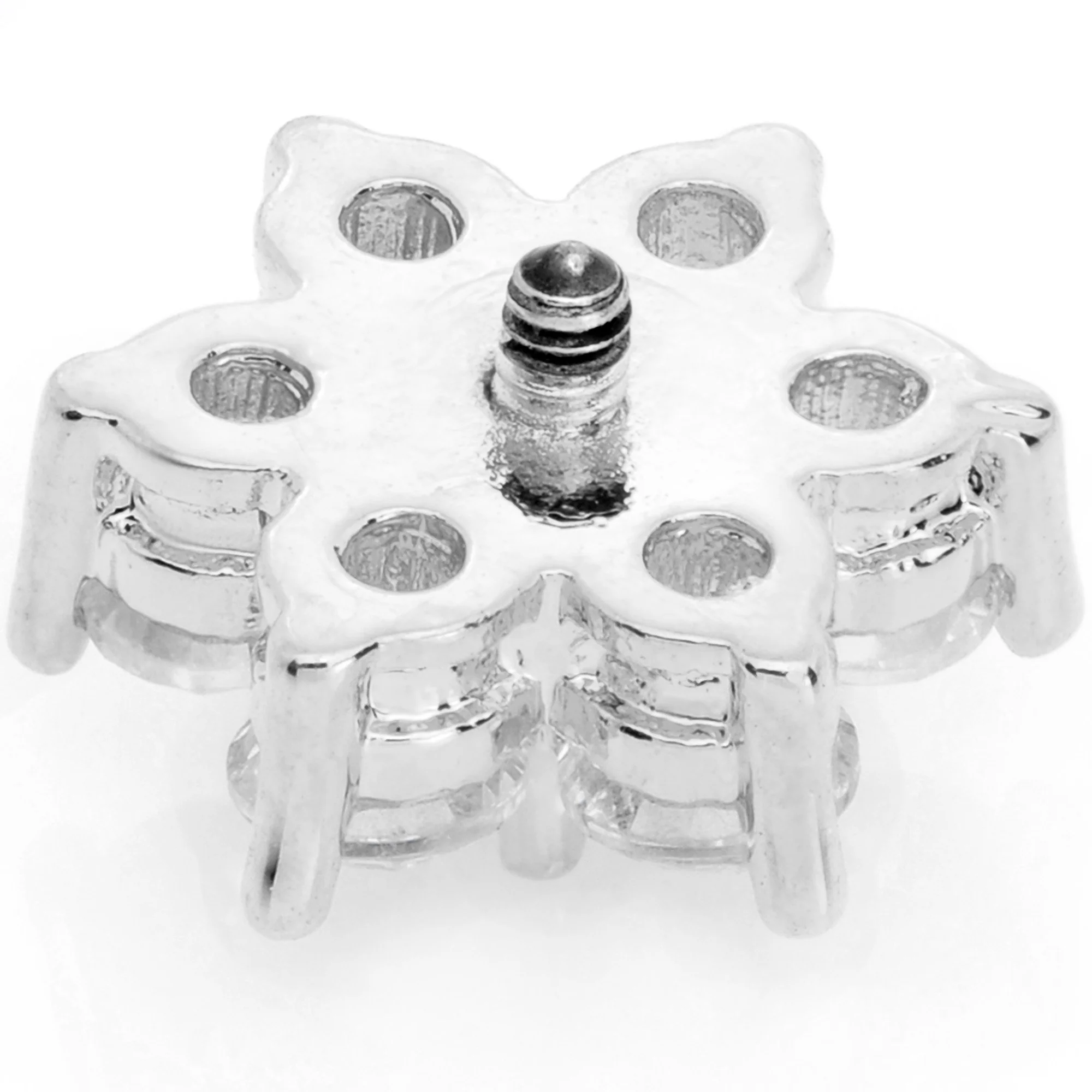 14G Clear Cubic Zirconia Gem Flower Dermal Anchor Top - Image 3
