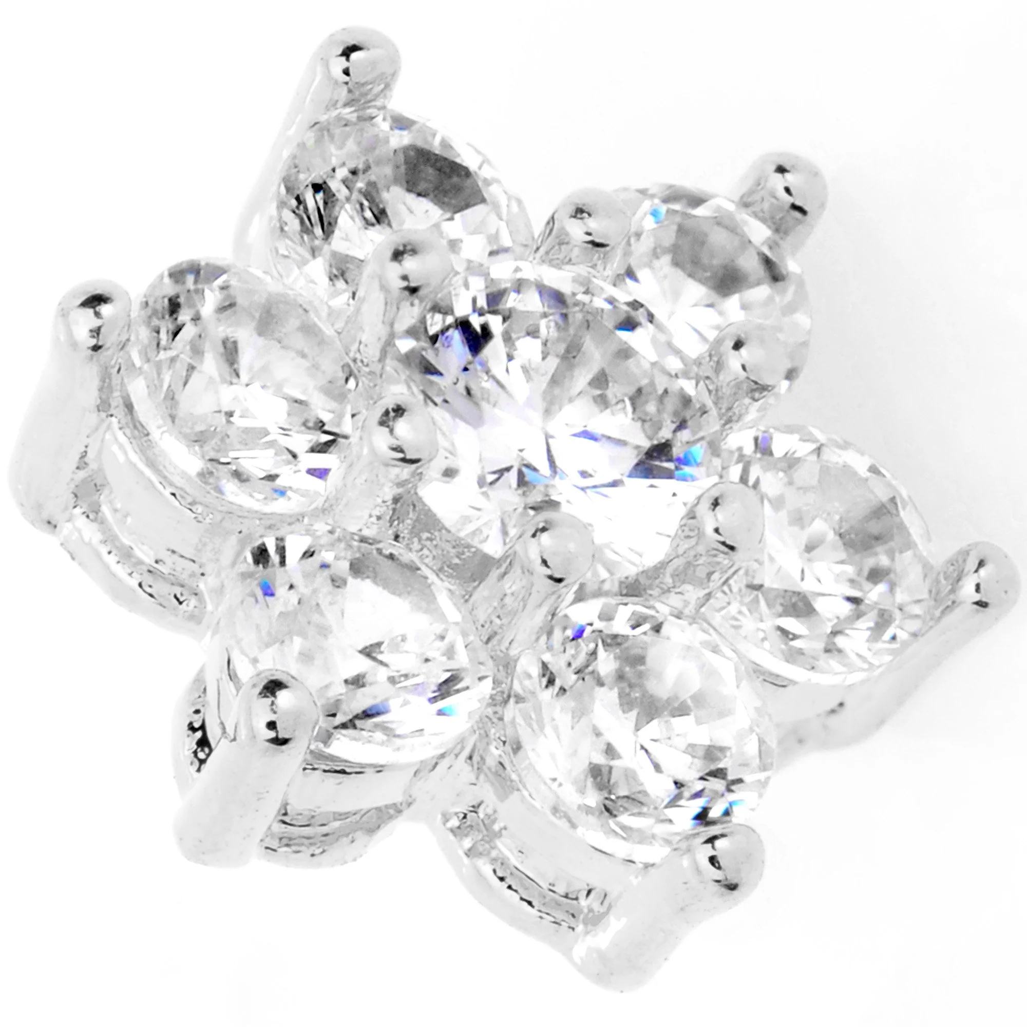 14G Clear Cubic Zirconia Gem Flower Dermal Anchor Top - Image 4