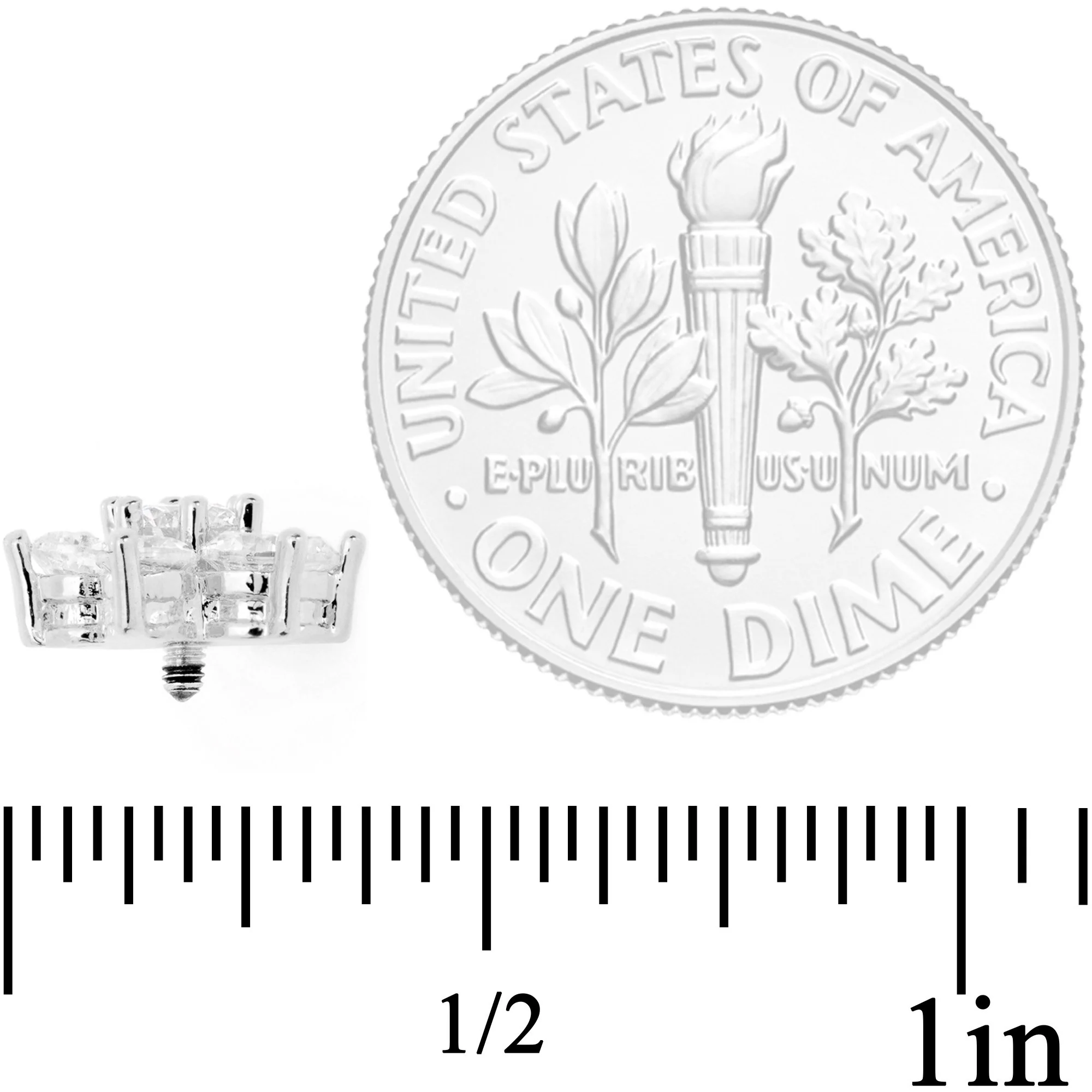 14G Clear Cubic Zirconia Gem Flower Dermal Anchor Top - Image 5