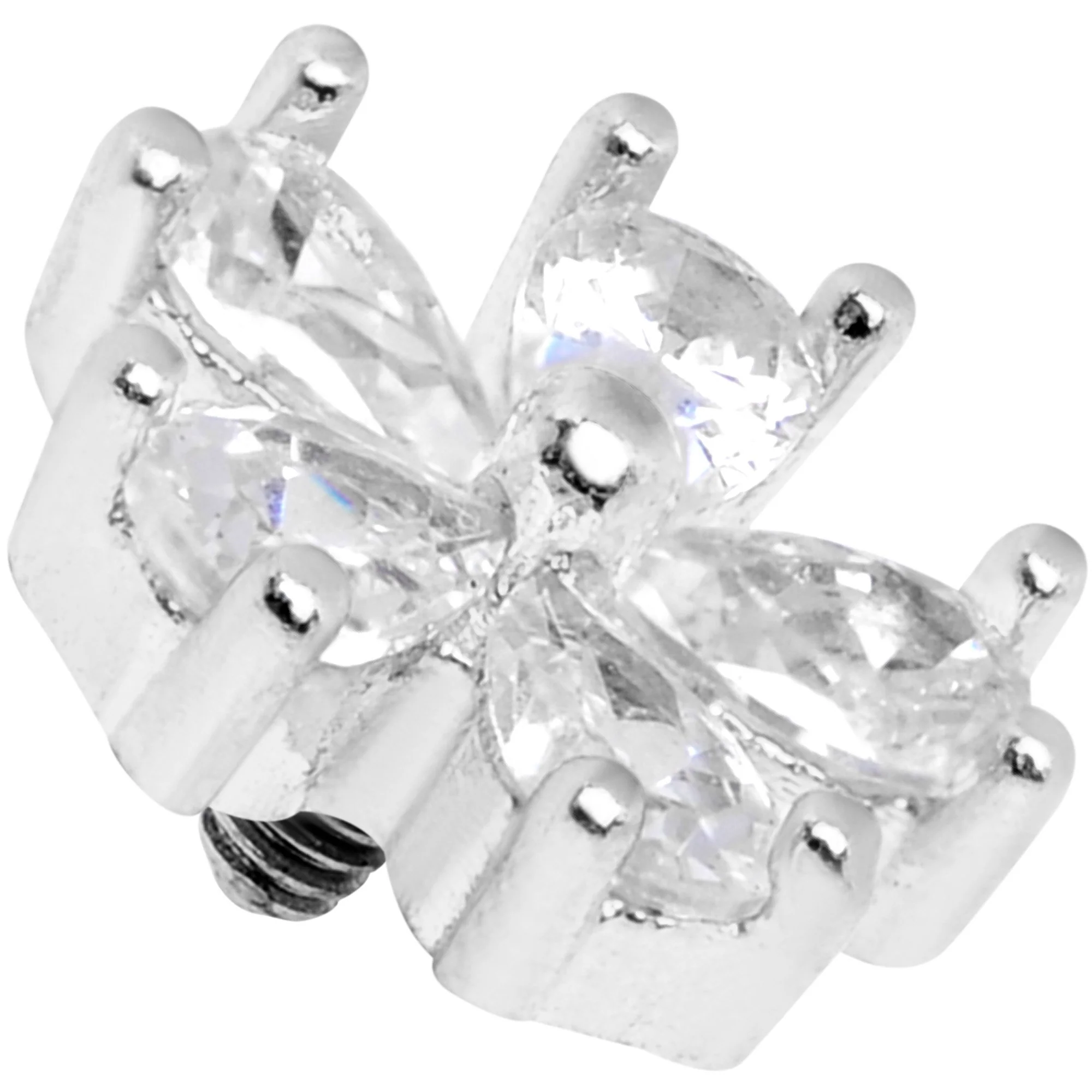 14G Clear CZ Gem Beautiful Bloom Dermal Anchor Top - Image 2
