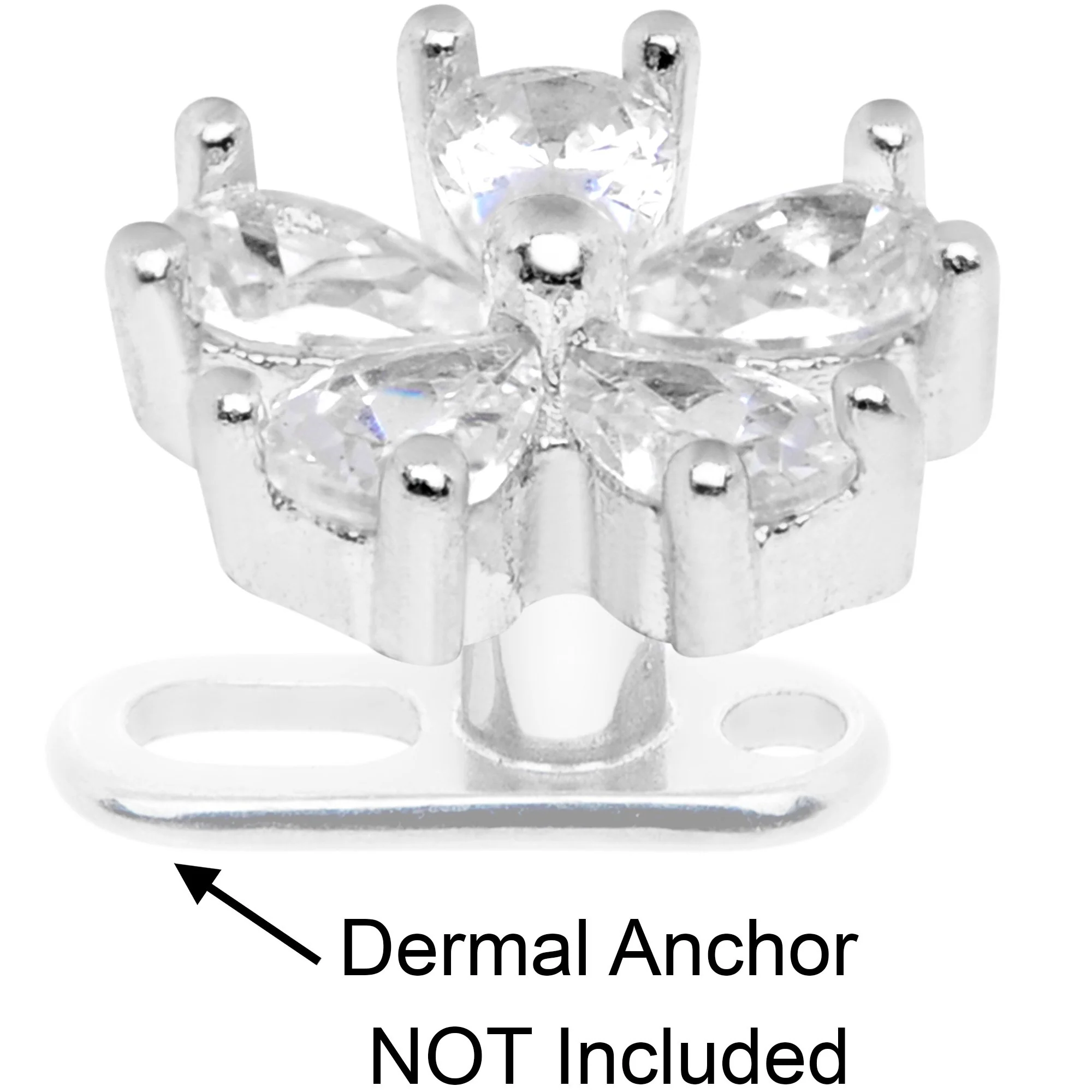 14G Clear CZ Gem Beautiful Bloom Dermal Anchor Top - Image 4