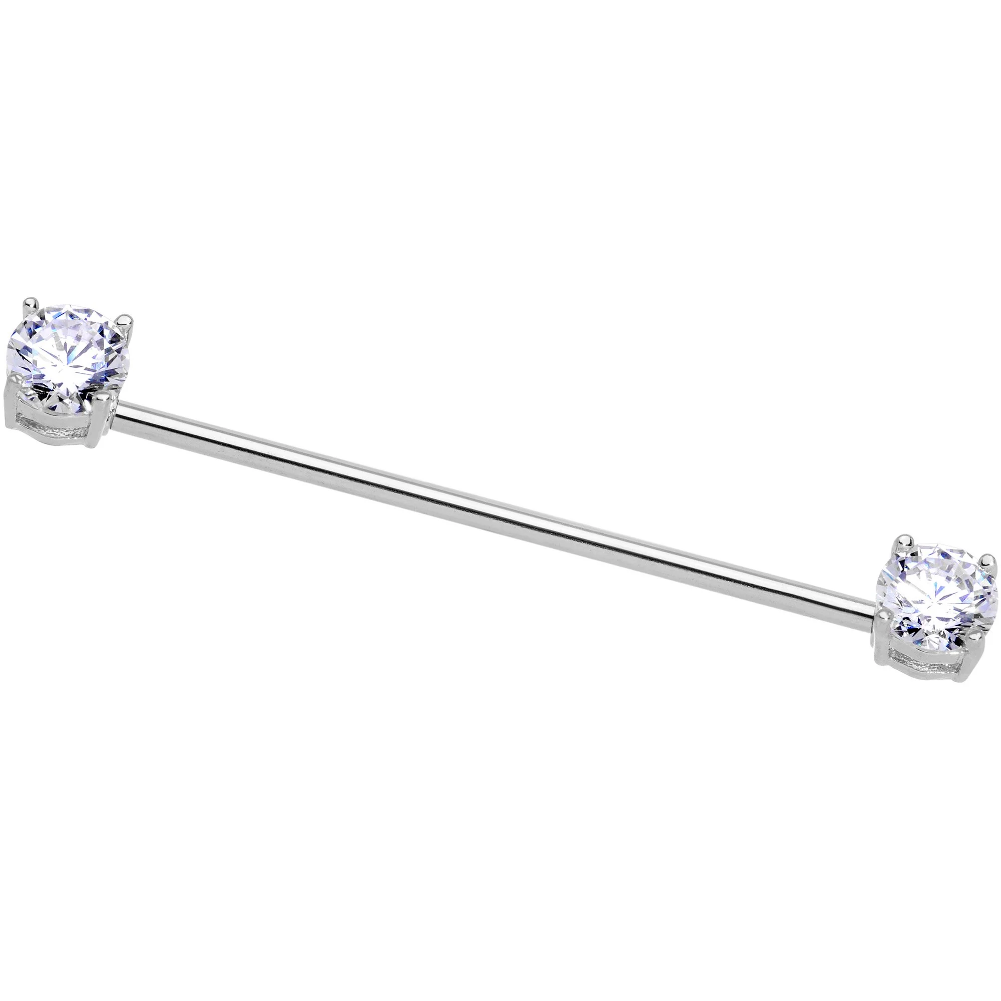 14G Clear CZ Gem End to End Industrial Barbell 38mm - Image 2
