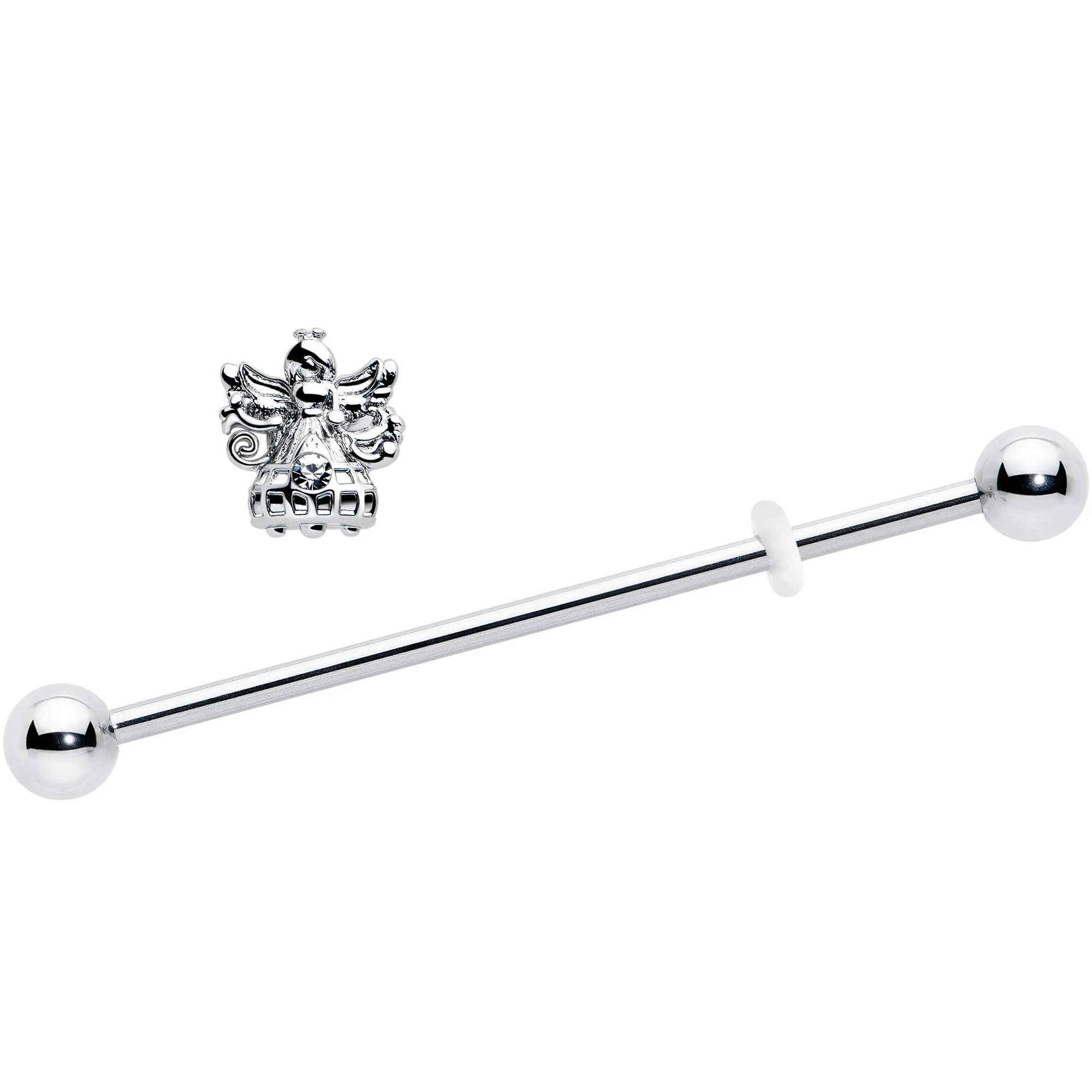 14G Clear CZ Gem Fabulous Angel Industrial Barbell 38mm - Image 2