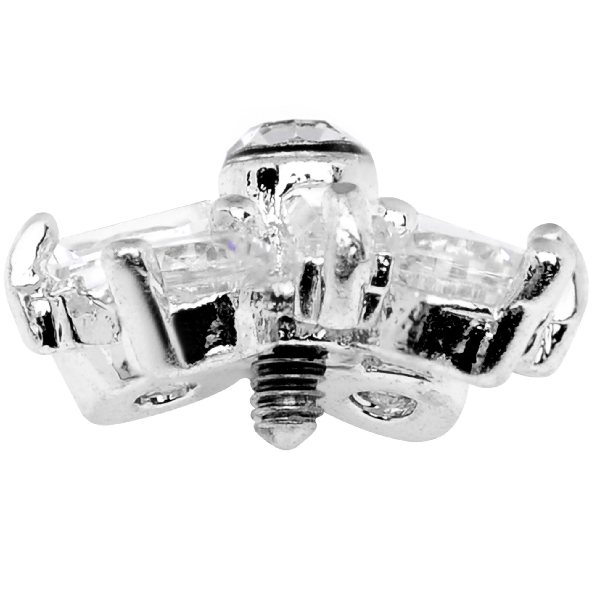 14G Clear CZ Gem Ice Princess Dermal Anchor Top - Image 2