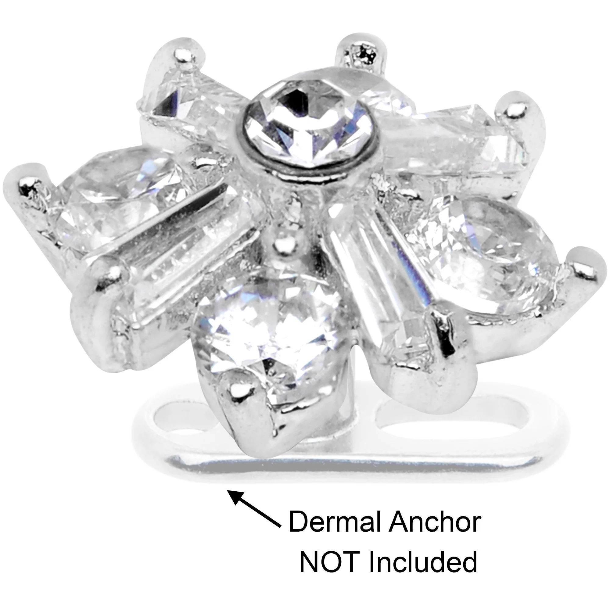 14G Clear CZ Gem Ice Princess Dermal Anchor Top - Image 3