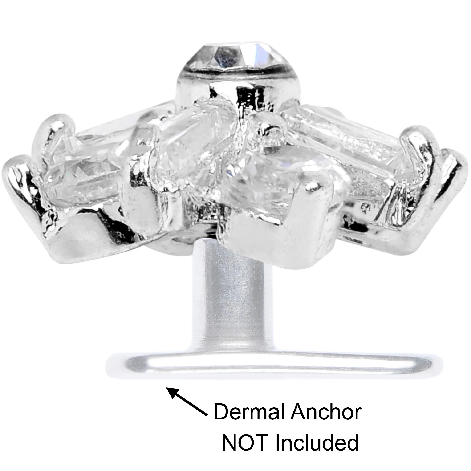 14G Clear CZ Gem Ice Princess Dermal Anchor Top - Image 4