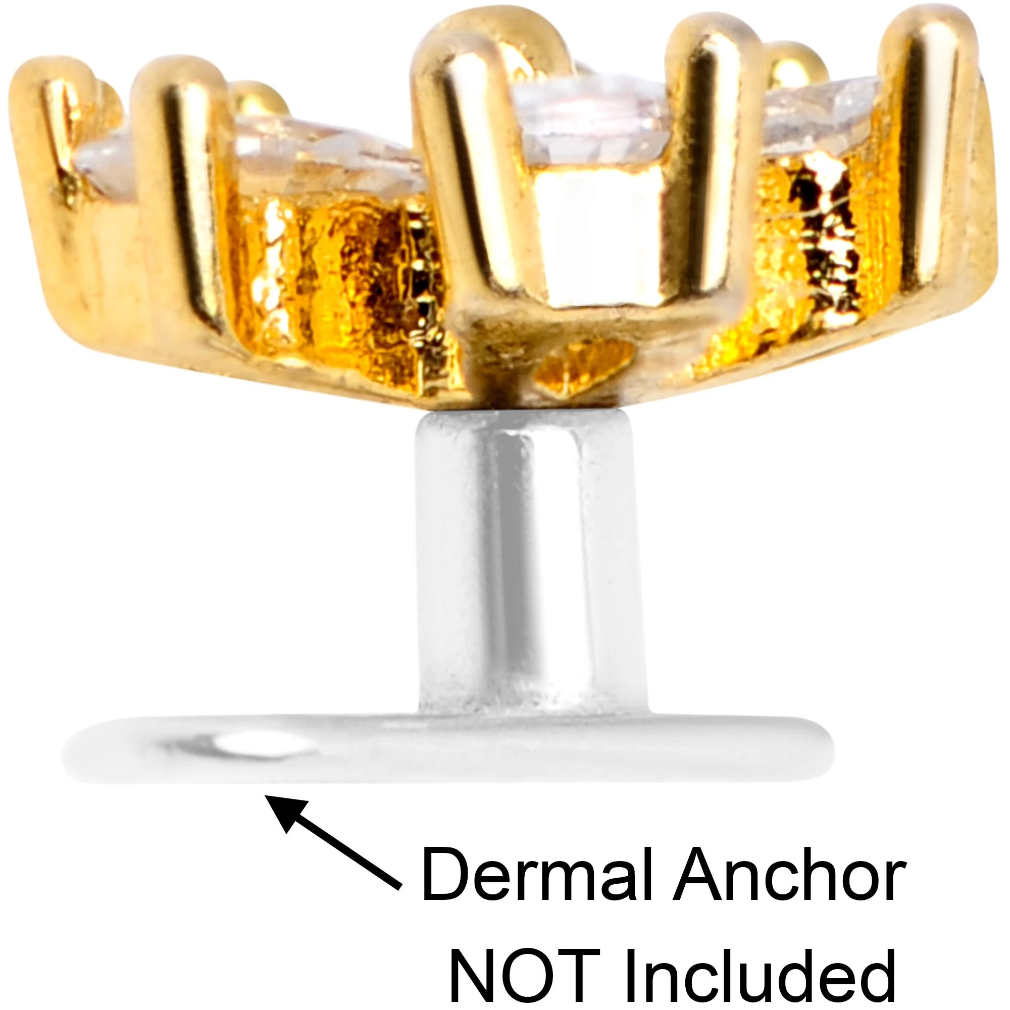 14G Clear CZ Gem Lovely Bloom Gold Tone Dermal Anchor Top - Image 5