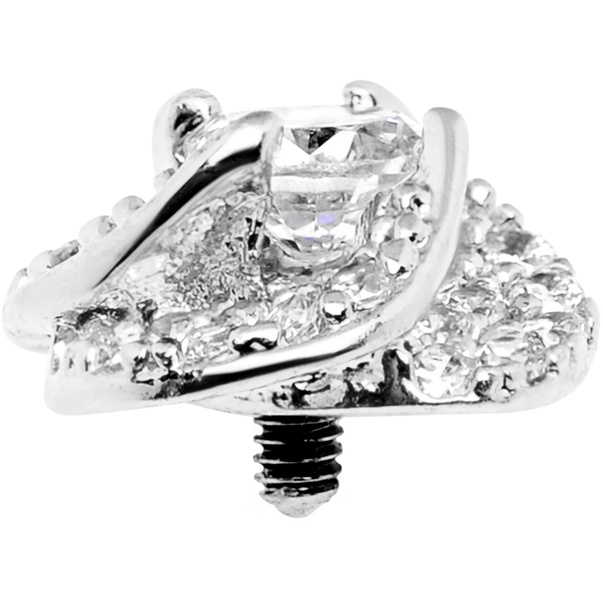 14G Clear CZ Gem Roses Romance Dermal Anchor Top - Image 2