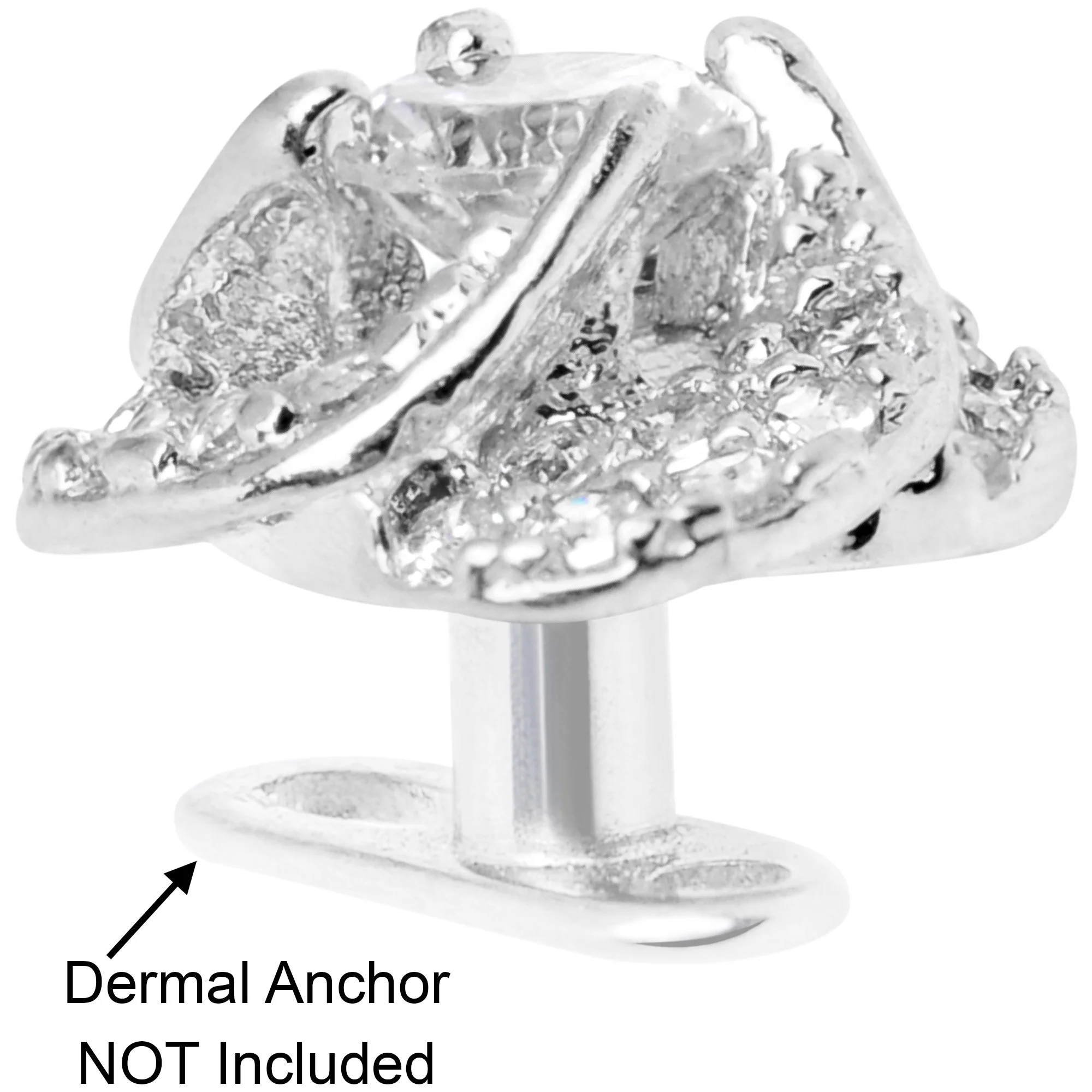 14G Clear CZ Gem Roses Romance Dermal Anchor Top - Image 4