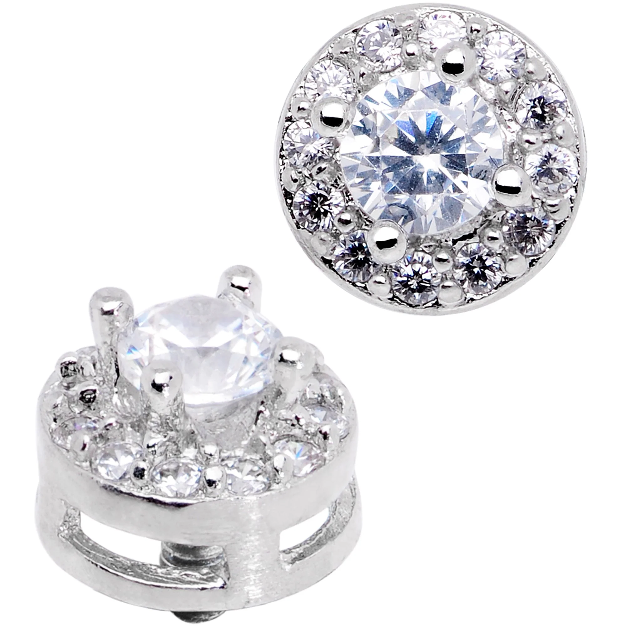 14G Clear CZ Gem Two Tier Externally Threaded Dermal Anchor Top - Image 2