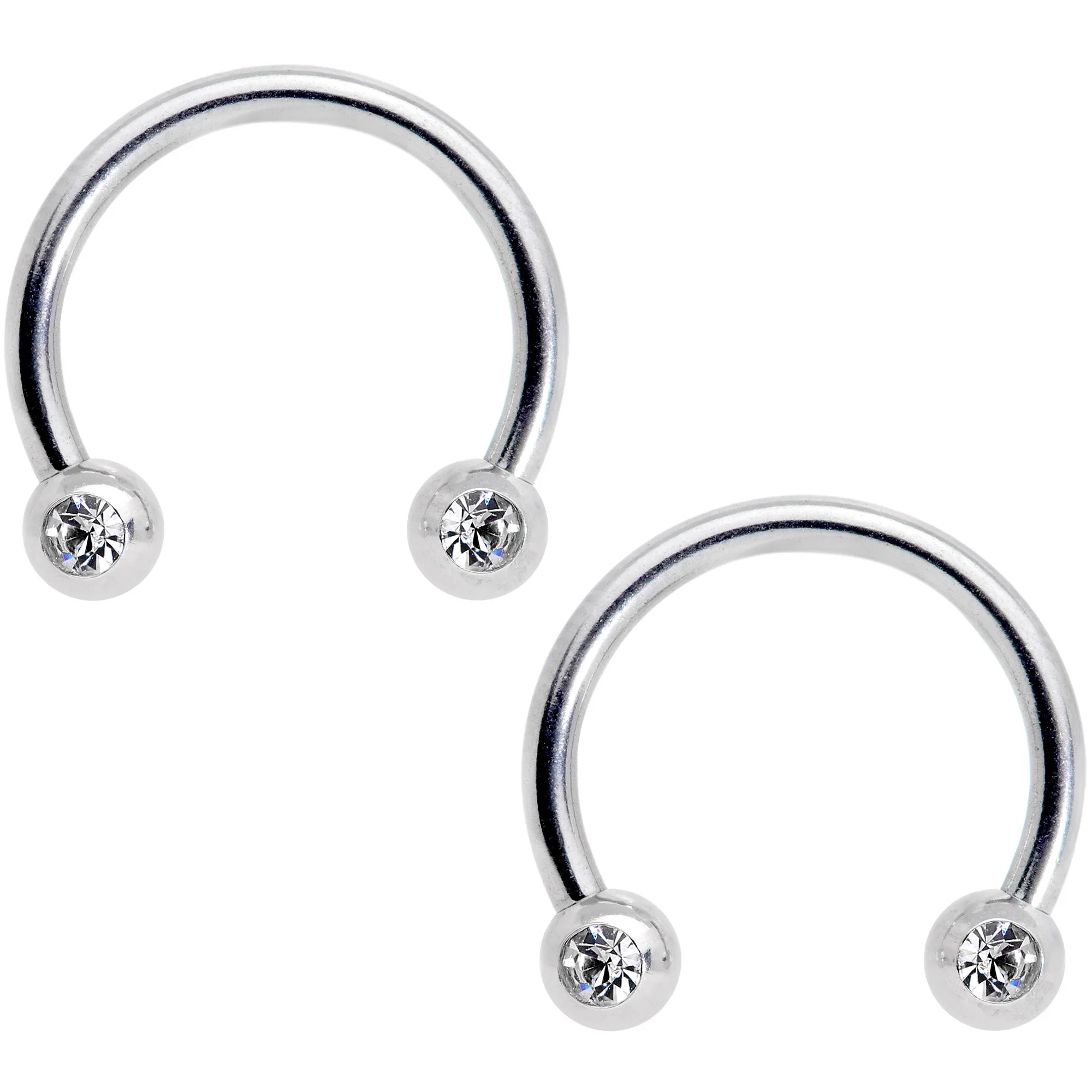 14G Clear Gem Black Flower Horseshoe Barbell Nipple Ring Set of 4 - Image 3