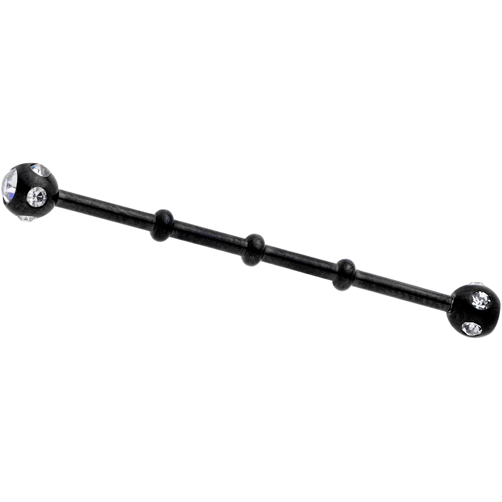 14G Clear Gem Black Industrial Barbell 38mm - Image 2