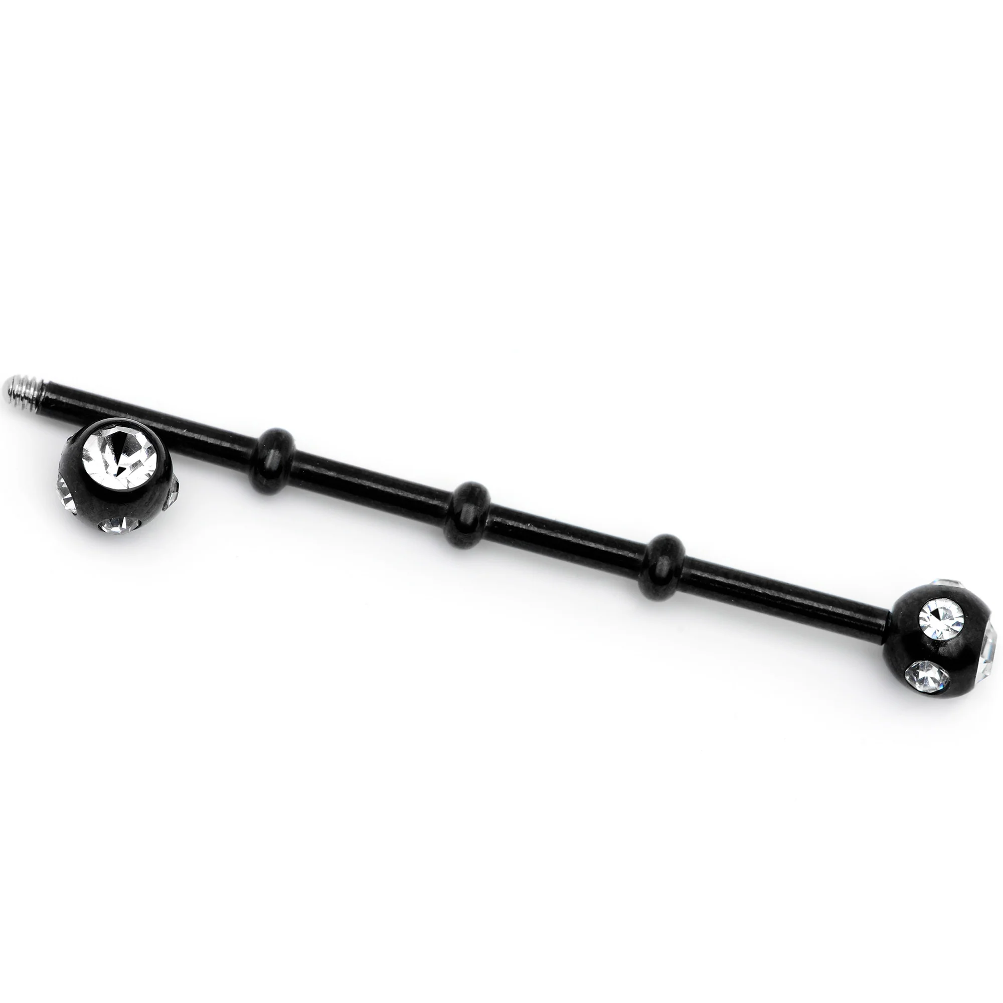 14G Clear Gem Black Industrial Barbell 38mm - Image 3