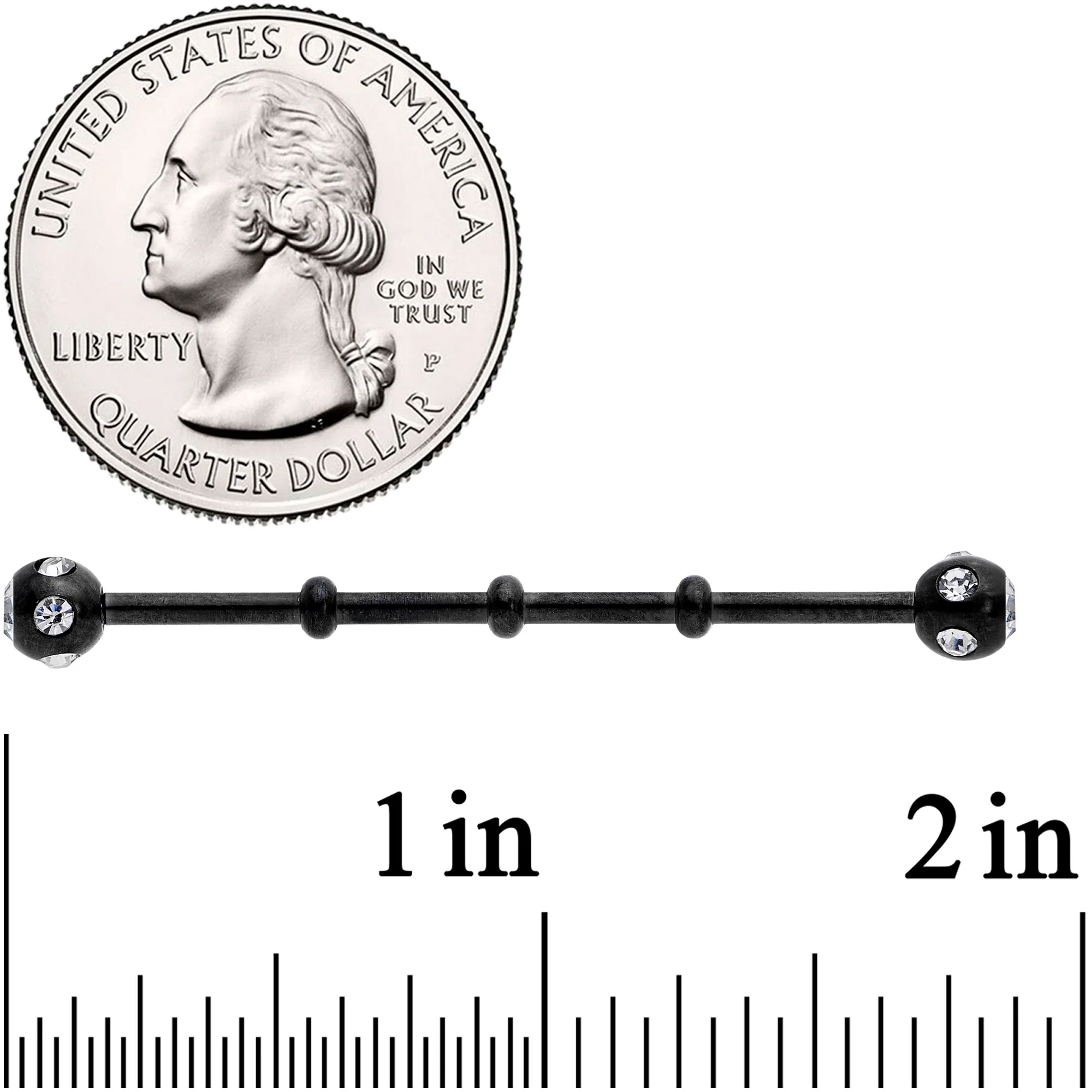 14G Clear Gem Black Industrial Barbell 38mm - Image 4
