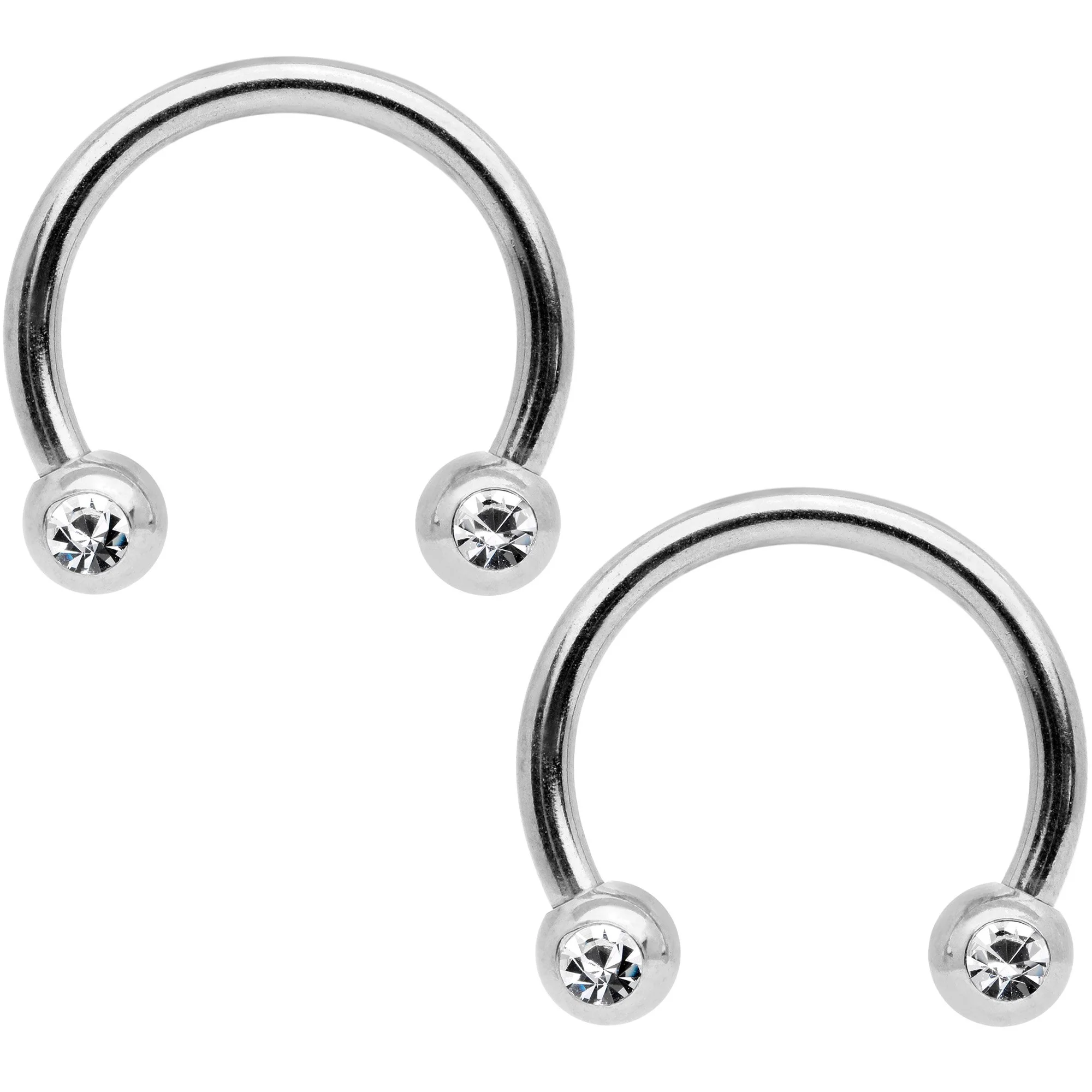 14G Clear Gem Blue Flower Horseshoe Barbell Nipple Ring Set of 4 - Image 3