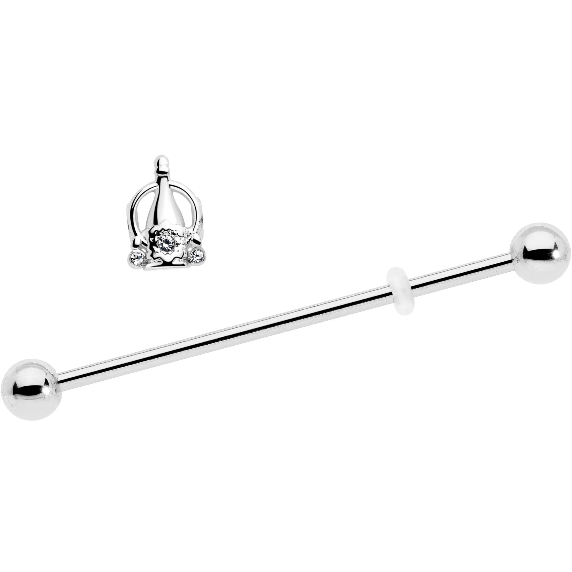 14G Clear Gem Champagne Dreams Industrial Barbell 38mm - Image 2