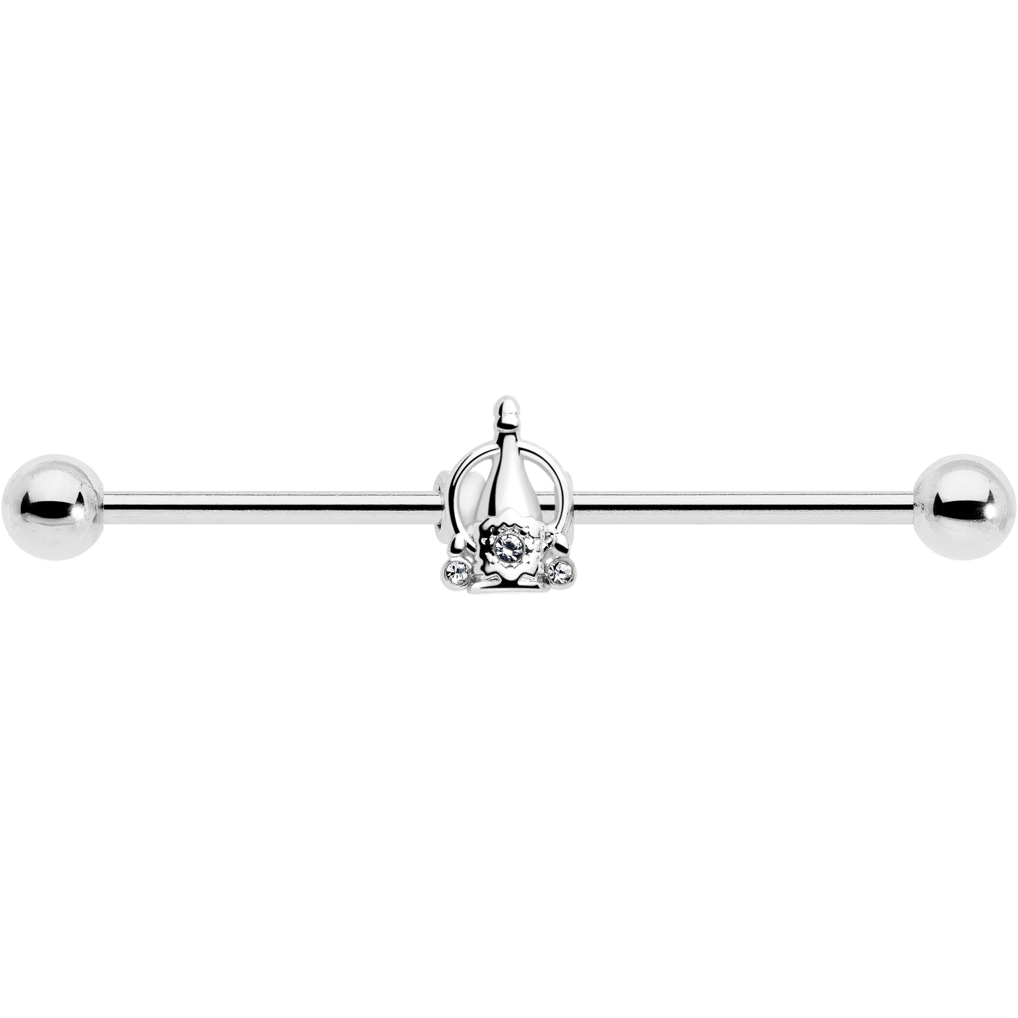 14G Clear Gem Champagne Dreams Industrial Barbell 38mm - Image 3