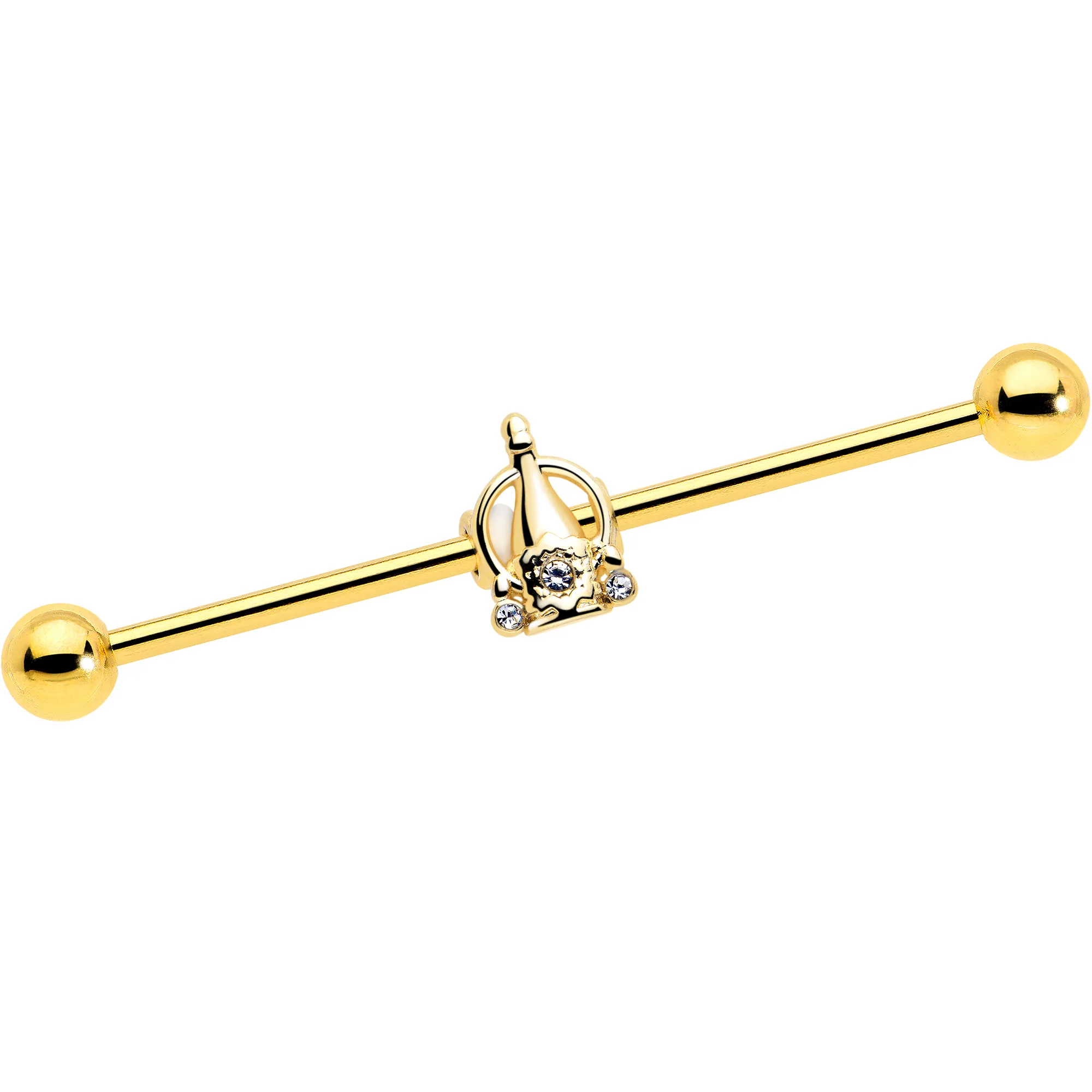 14G Clear Gem Champagne Dreams Industrial Barbell 38mm - Image 6