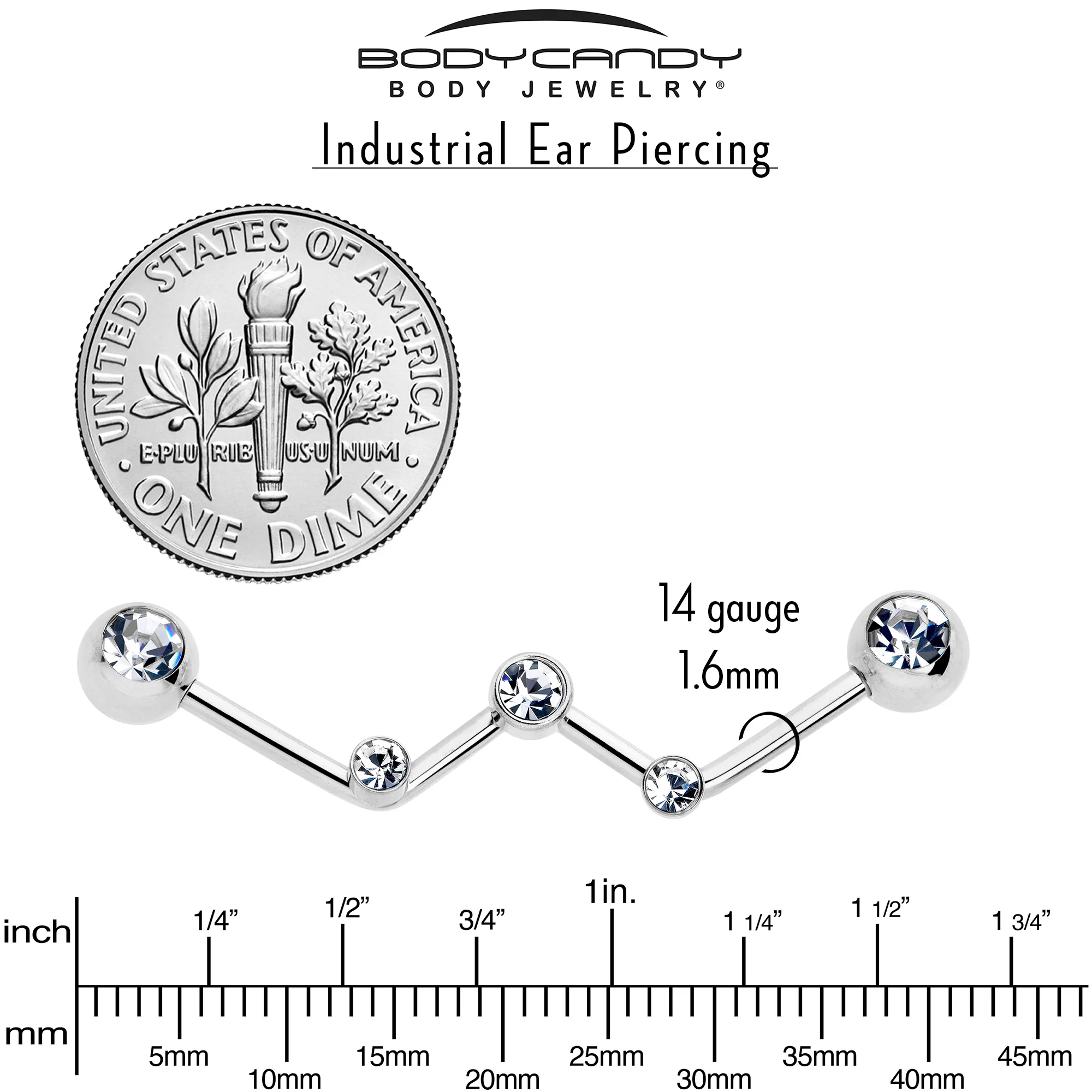 14G Clear Gem Constellation Style Project Bar 32mm - Image 4