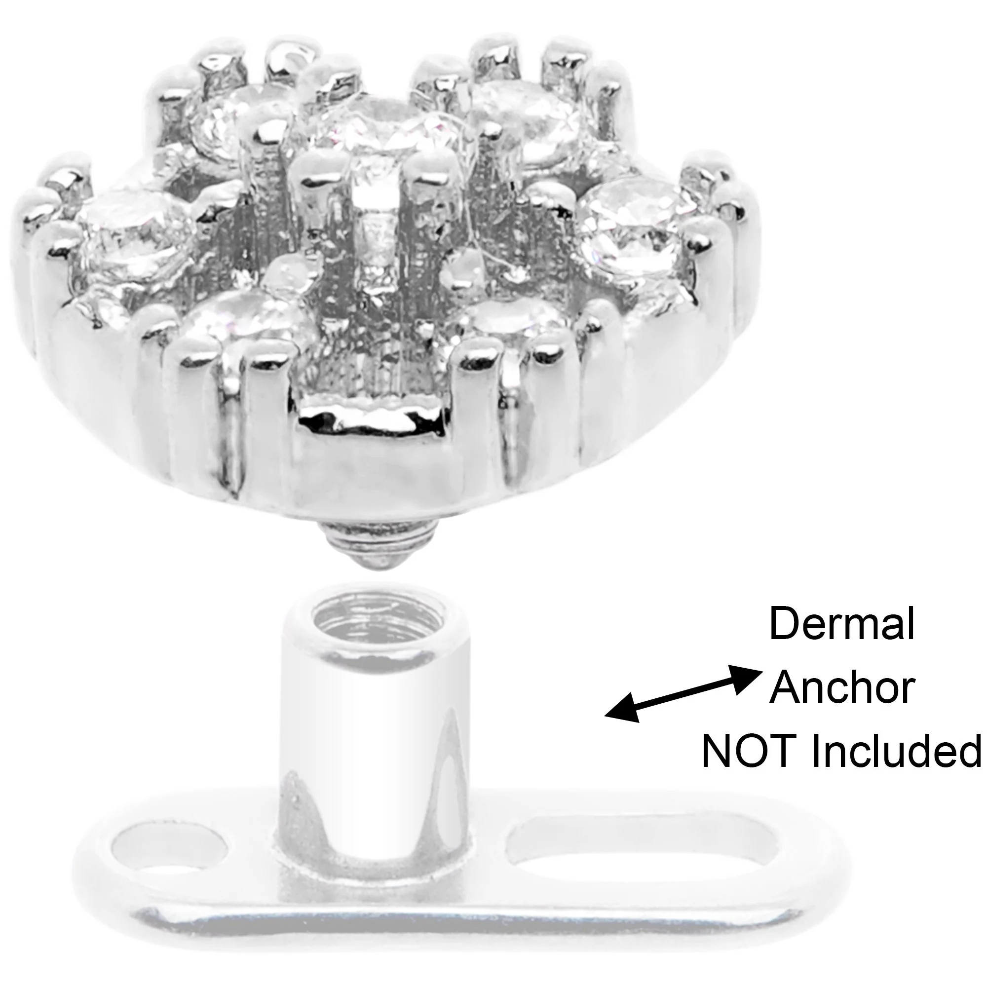 14G Clear Gem Externally Threaded Dermal Anchor Top - Image 2