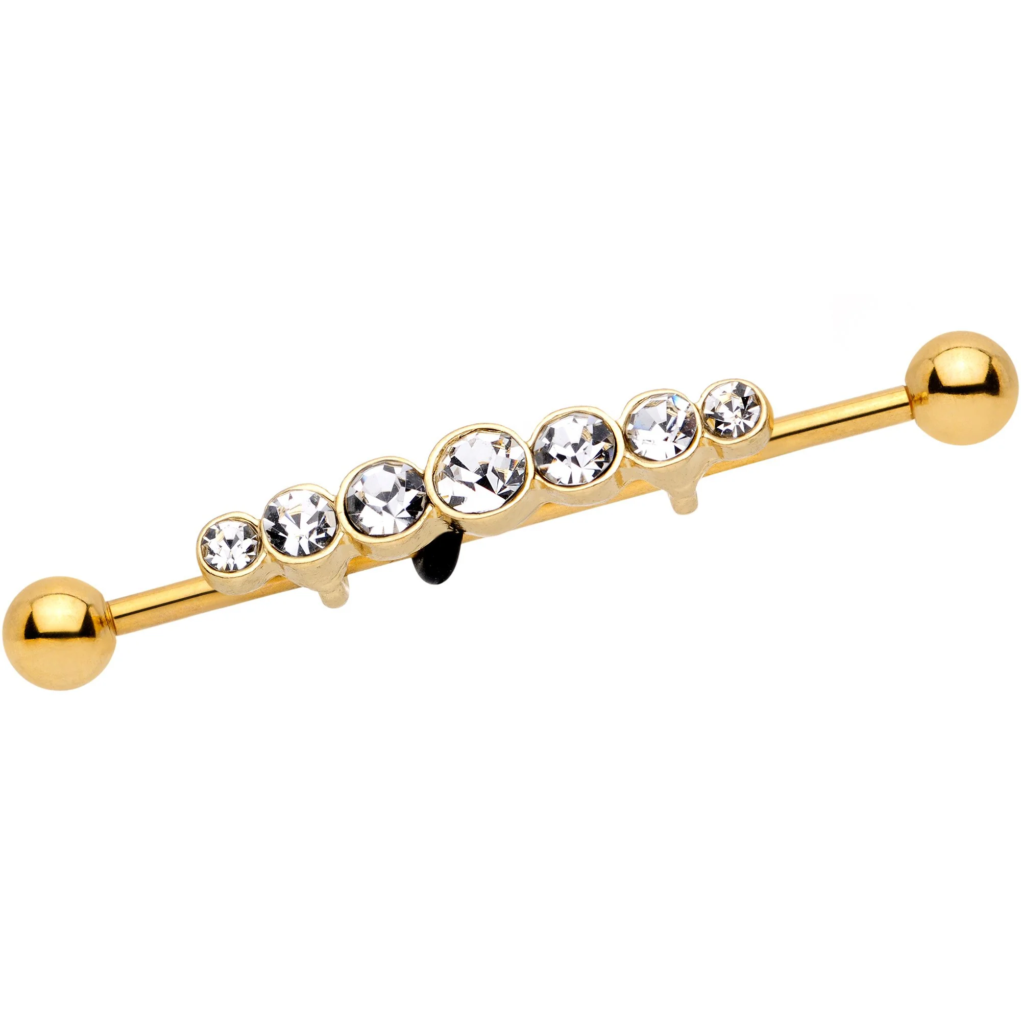 14G Clear Gem Gold IP Super Seven Industrial Barbell 38mm - Image 2