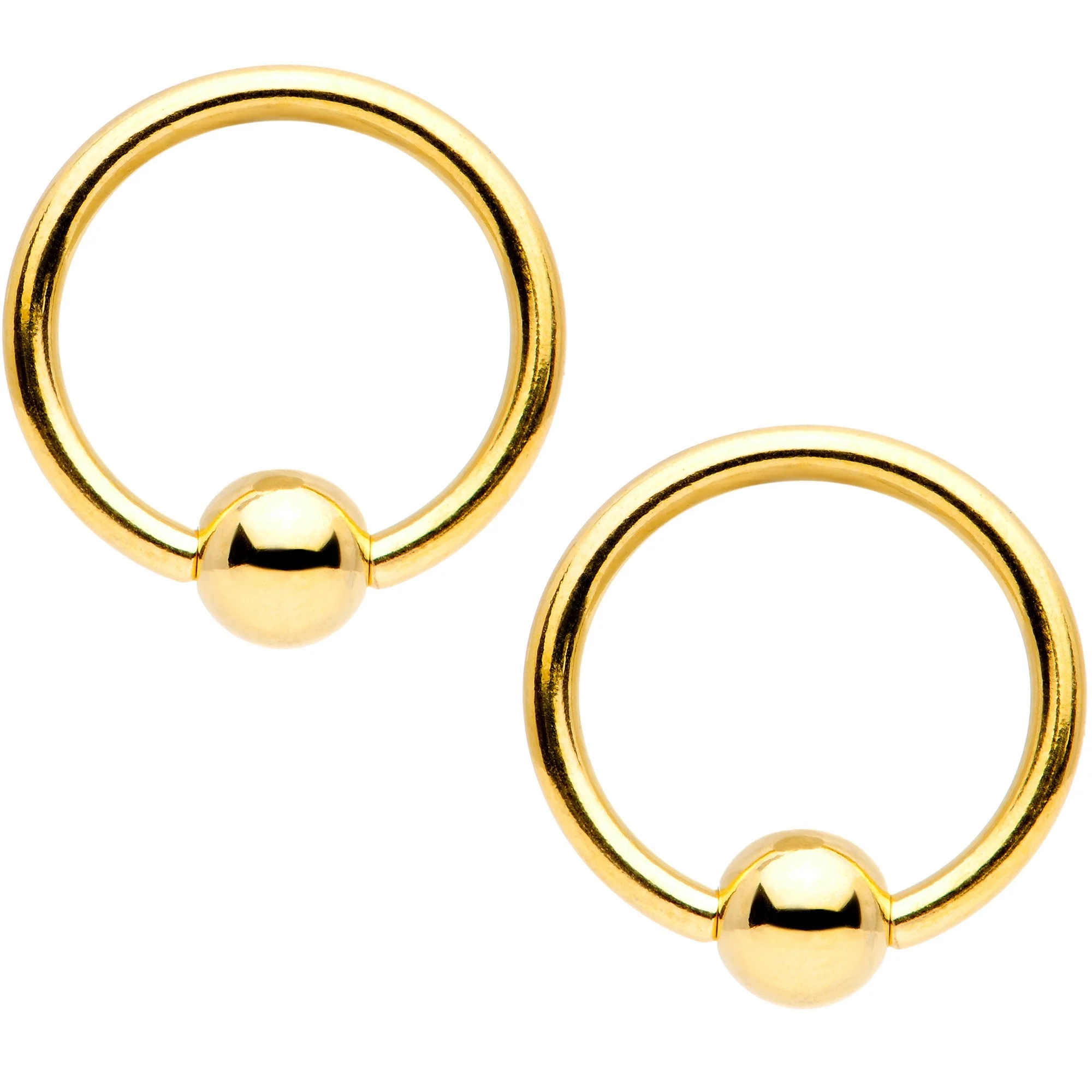 14G Clear Gem Gold Tone Squirrel BCR Barbell Nipple Ring Set of 4 - Image 3