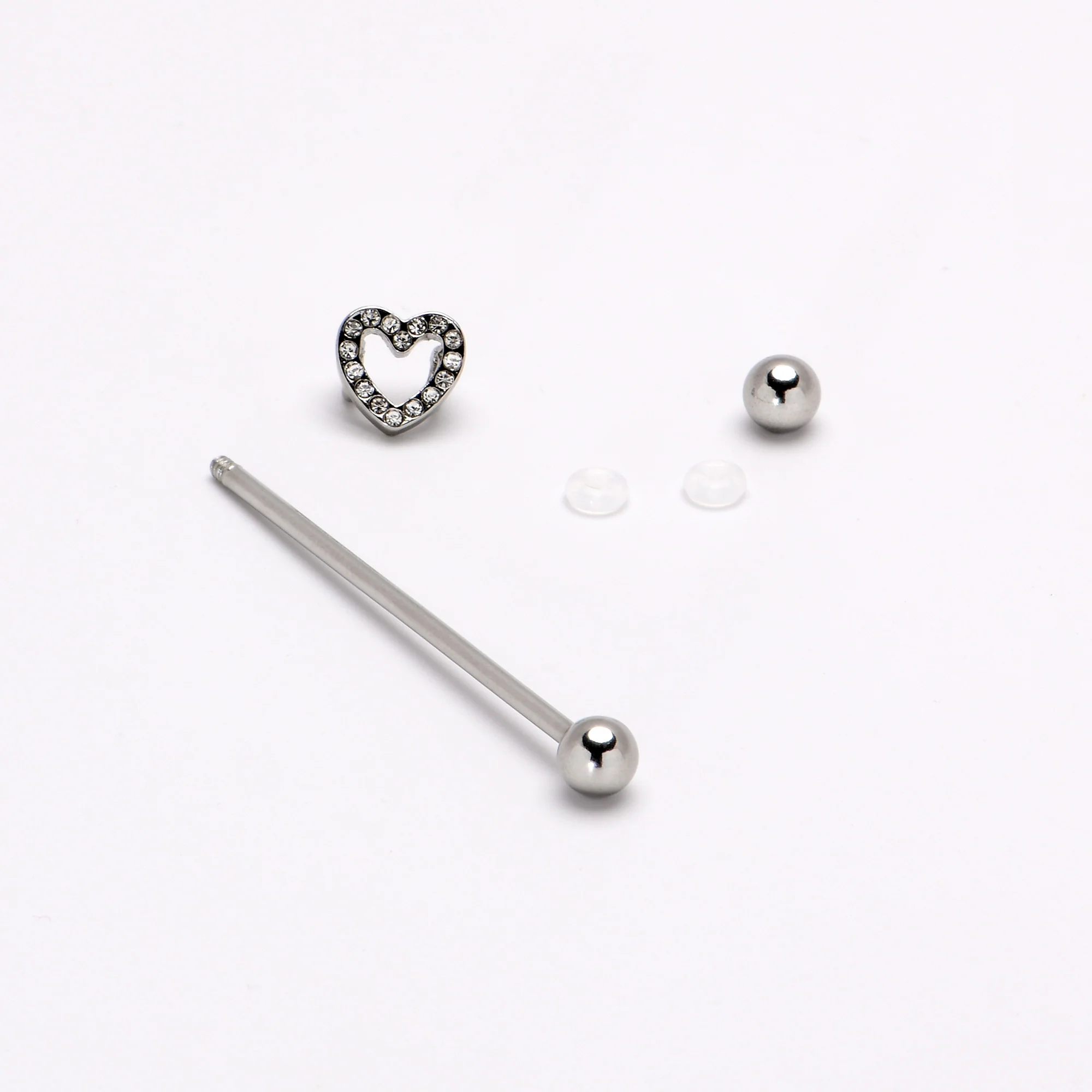 14G Clear Gem Open Heart Valentine Industrial Barbell 38mm - Image 6