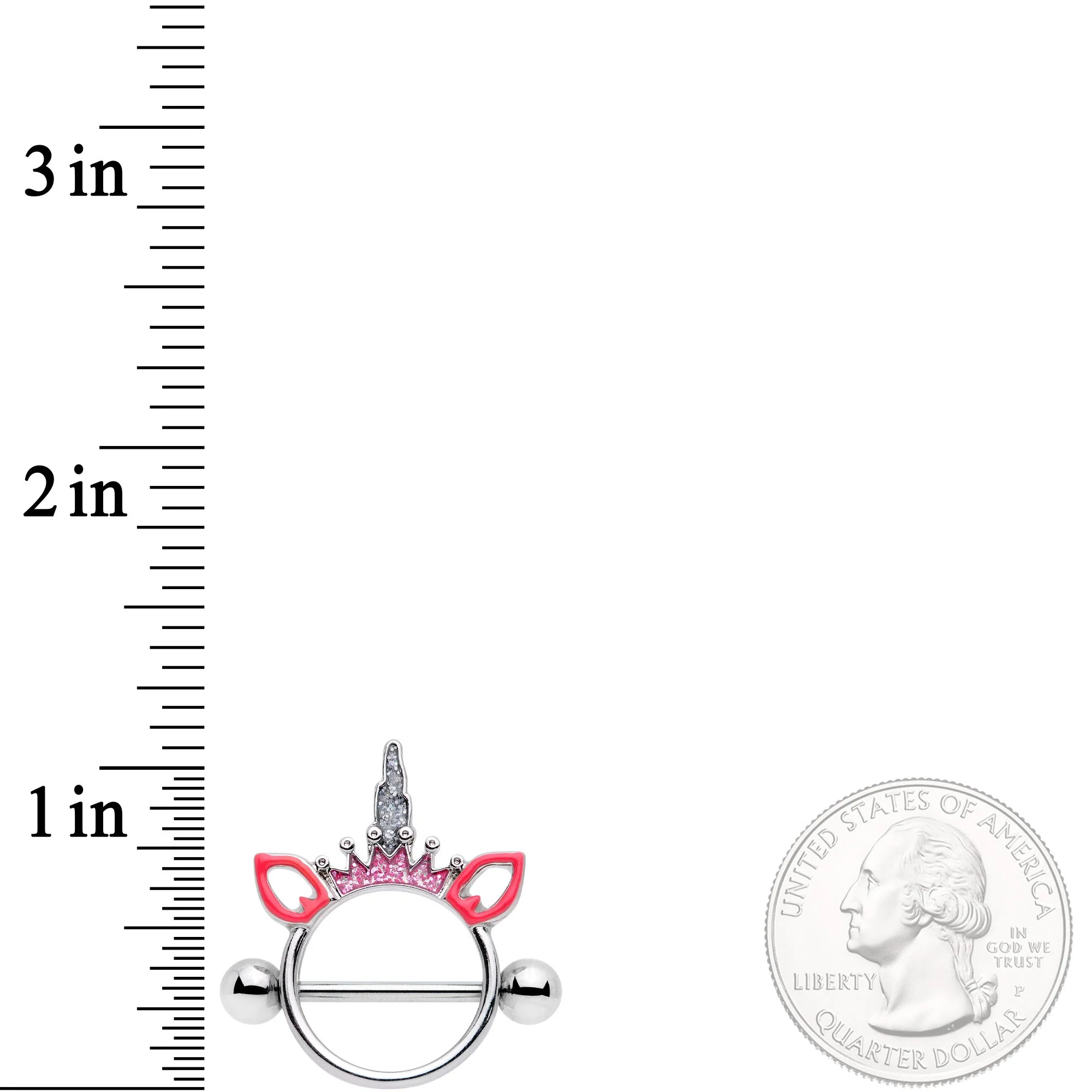 14G Clear Gem Pink Princess Unicorn Nipple Shield Set - Image 2
