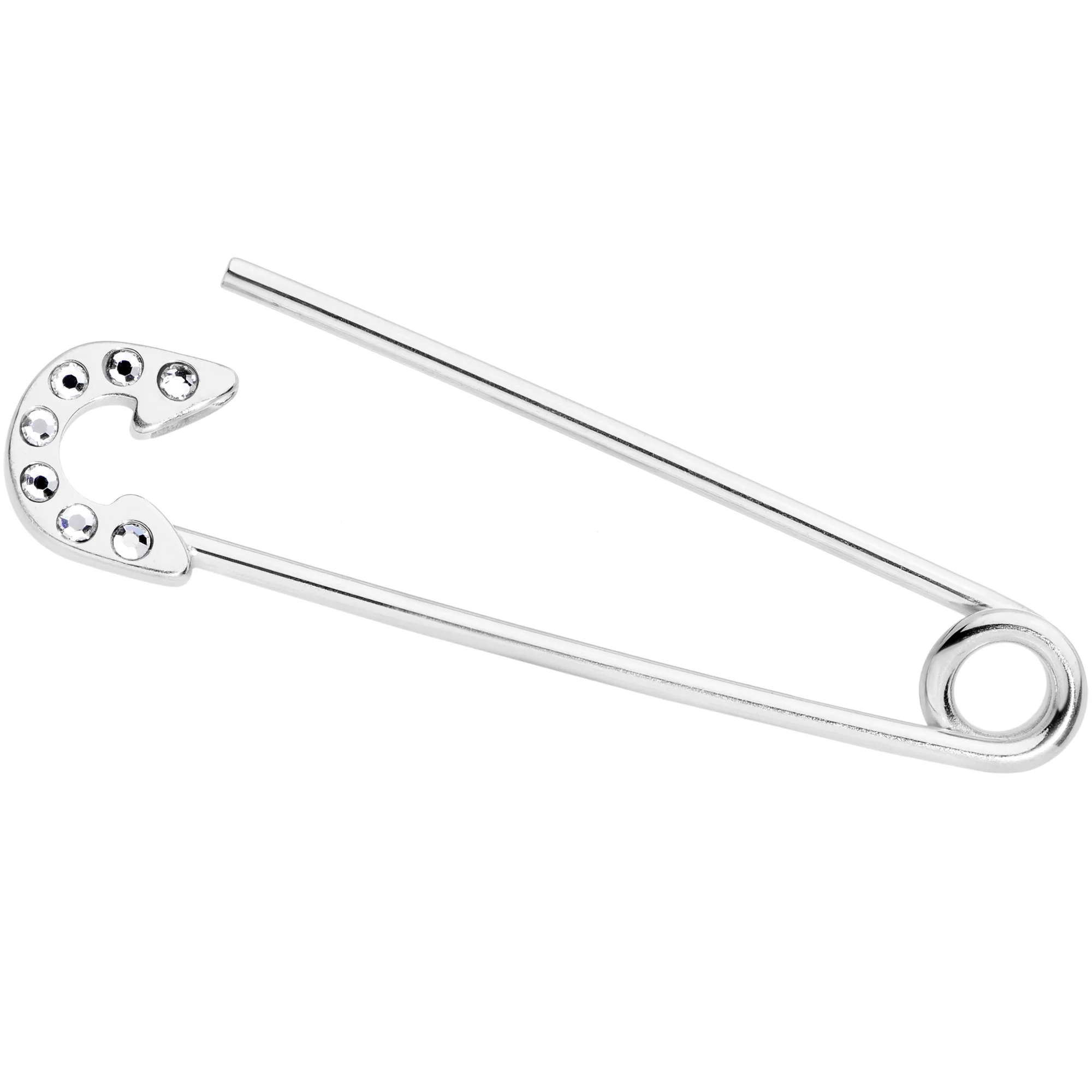 14G Clear Gem Punk Rock Safety Pin Industrial Barbell 38mm - Image 2