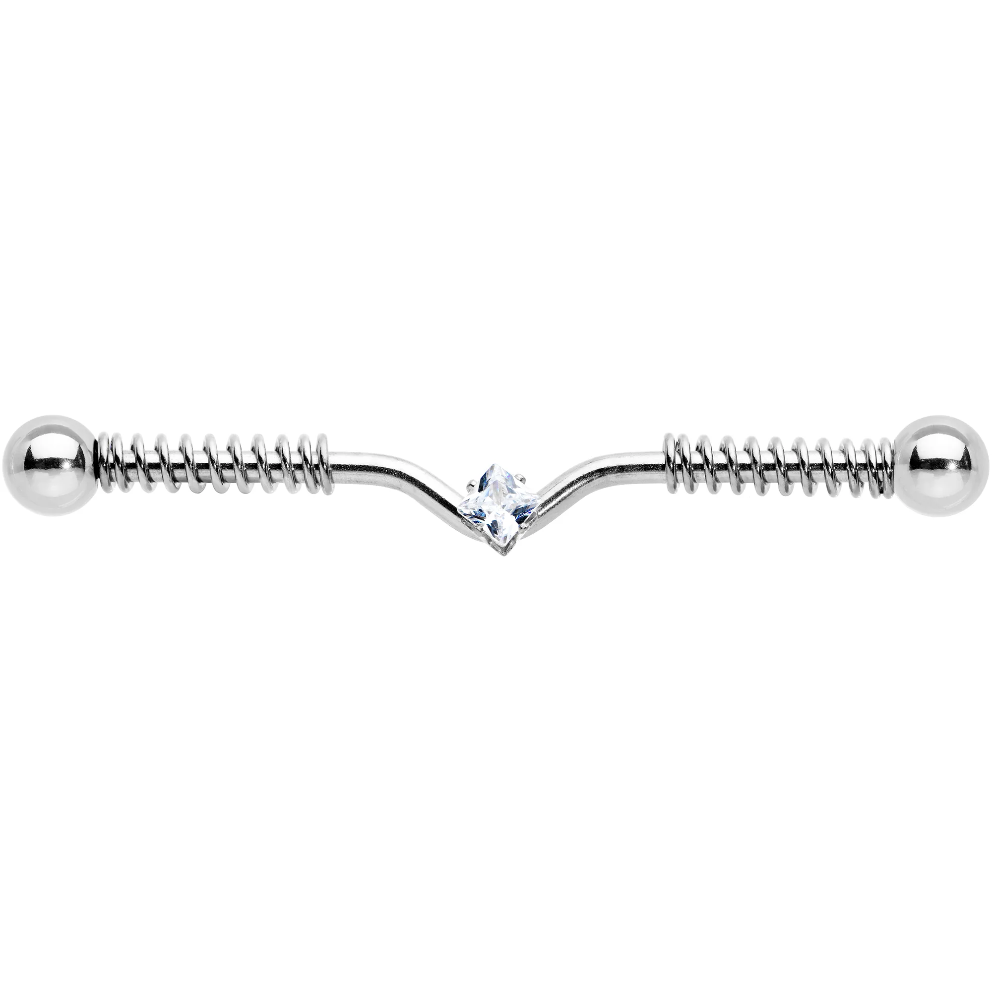 14G Clear Gem Vee Spring Coil Project Bar 38mm - Image 2