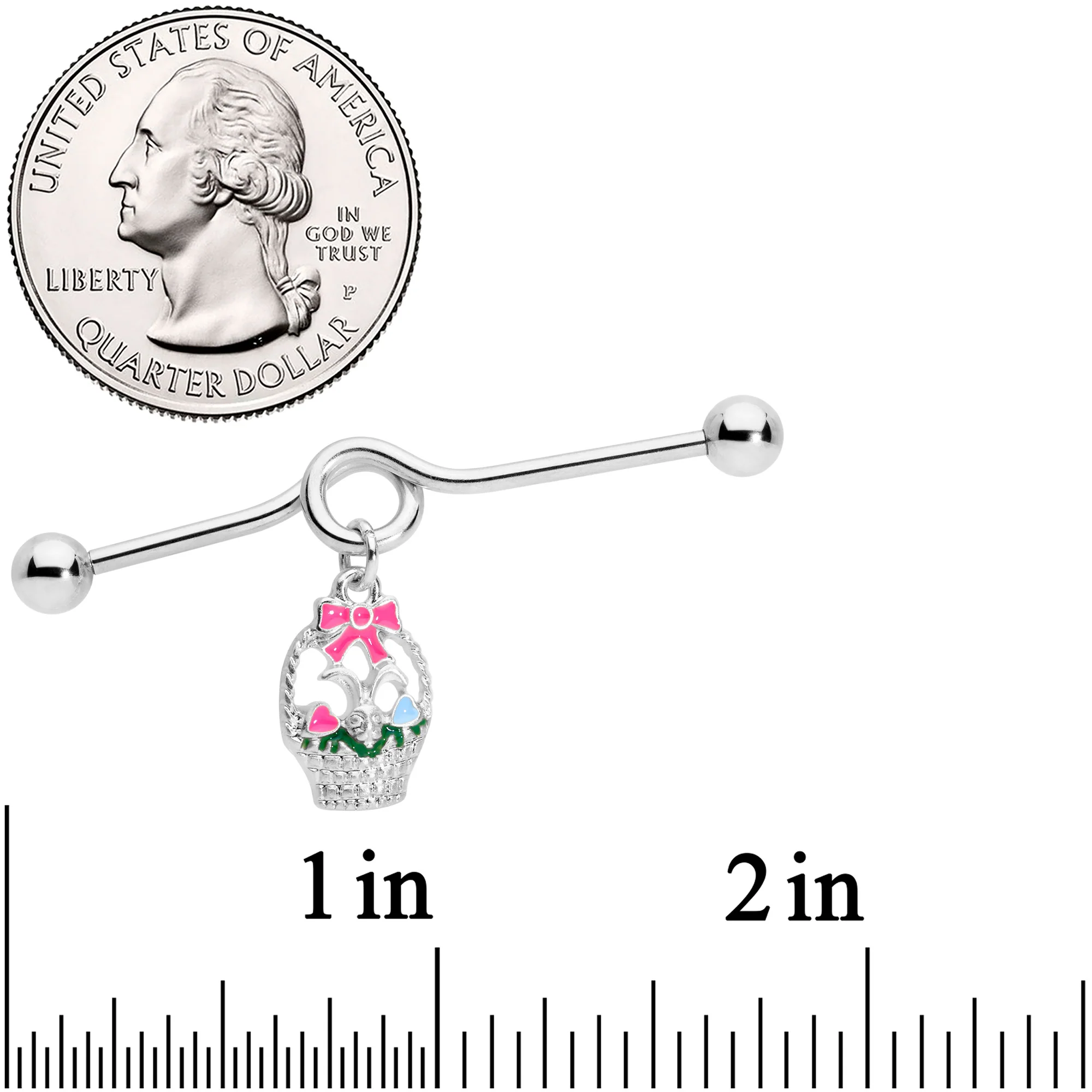 14G Easter Basket Glow in the Dark Dangle Project Bar 38mm - Image 3
