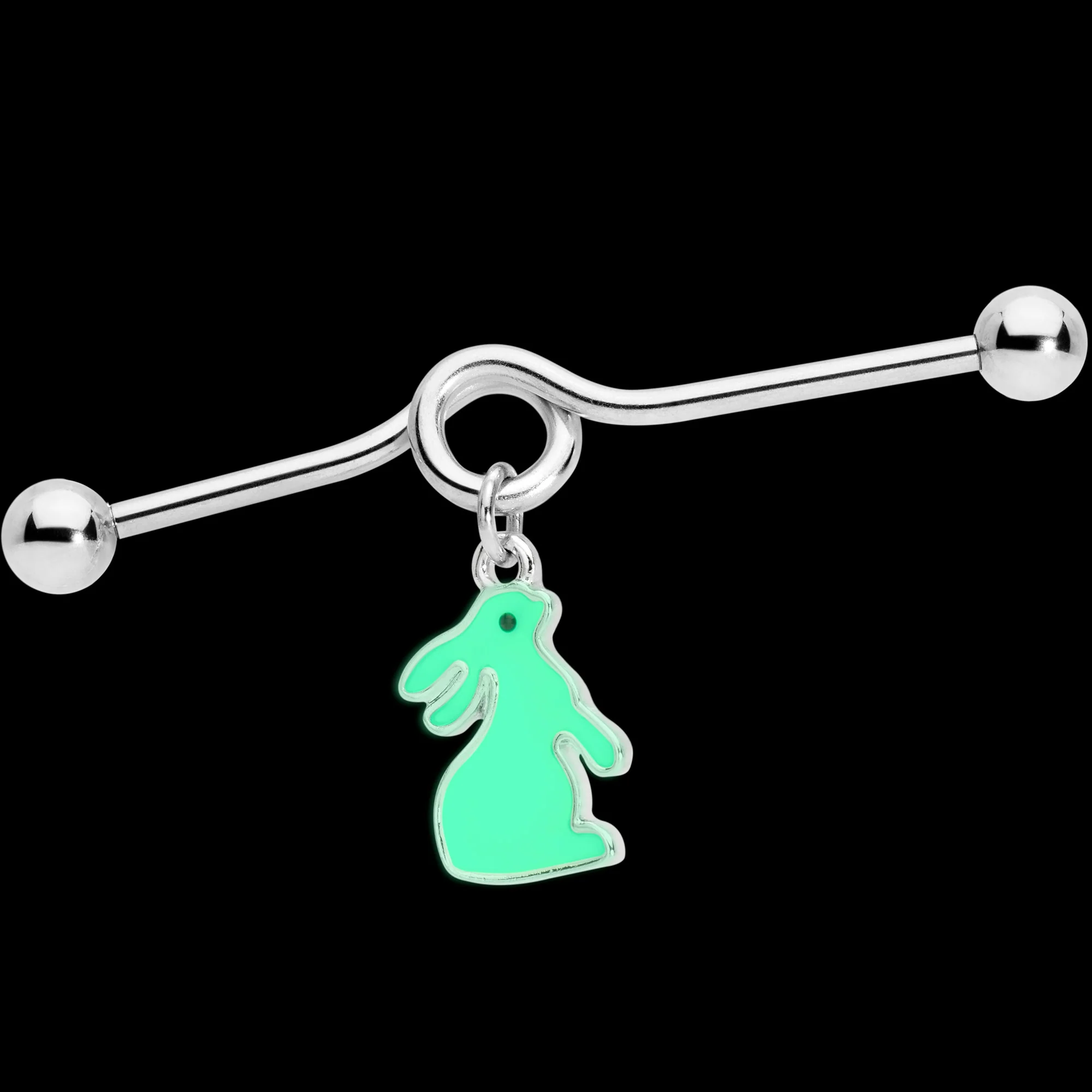 14G Easter Bunny Glow in the Dark Dangle Project Bar 38mm - Image 2