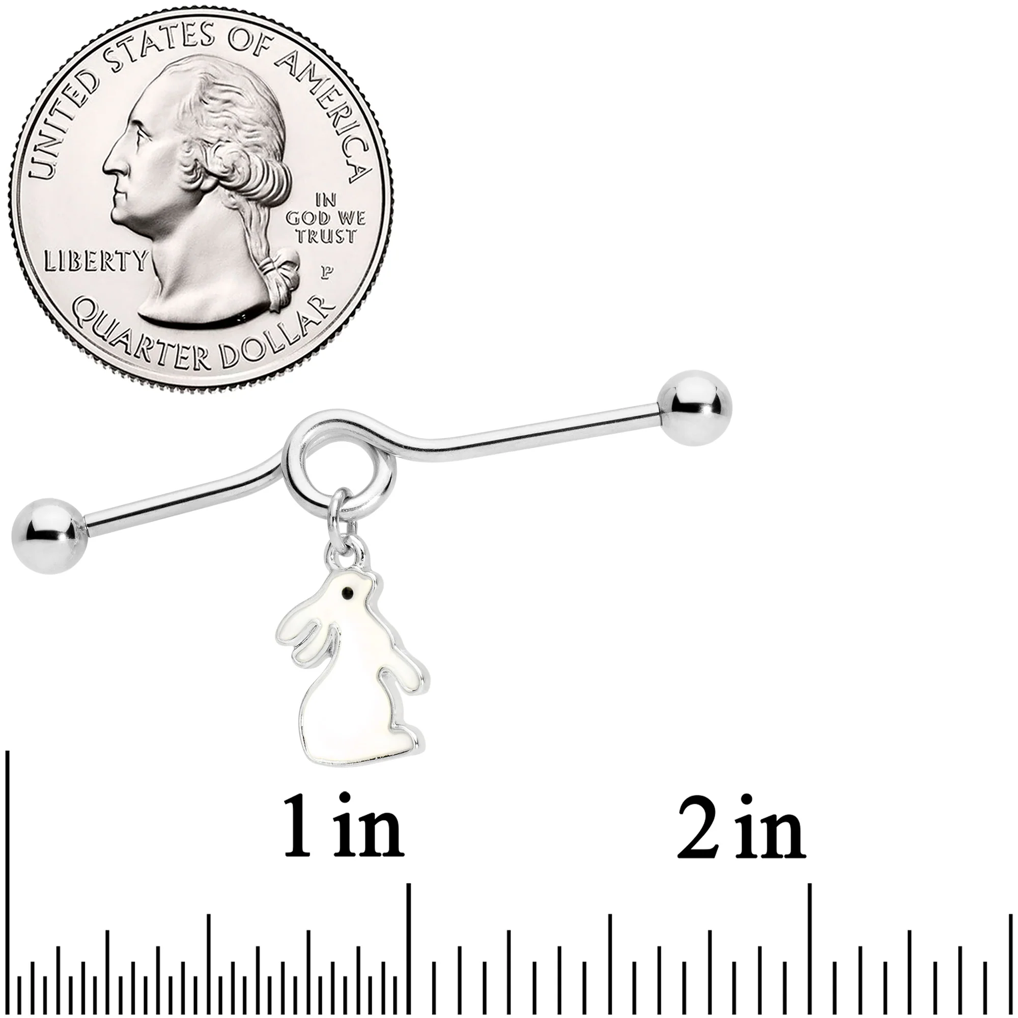 14G Easter Bunny Glow in the Dark Dangle Project Bar 38mm - Image 3