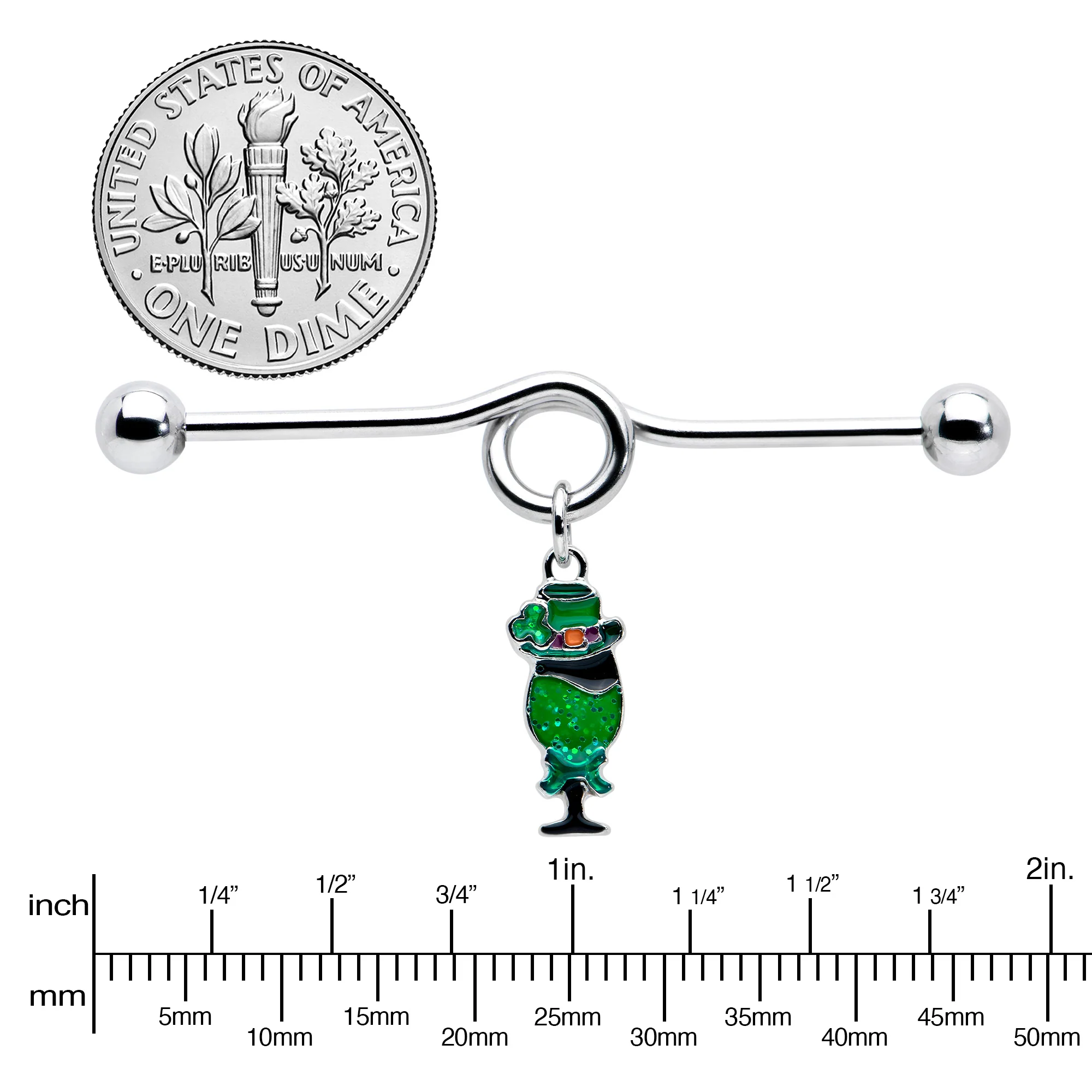 14G Fancy Leprechaun St Patricks Dangle Project Bar 38mm - Image 3
