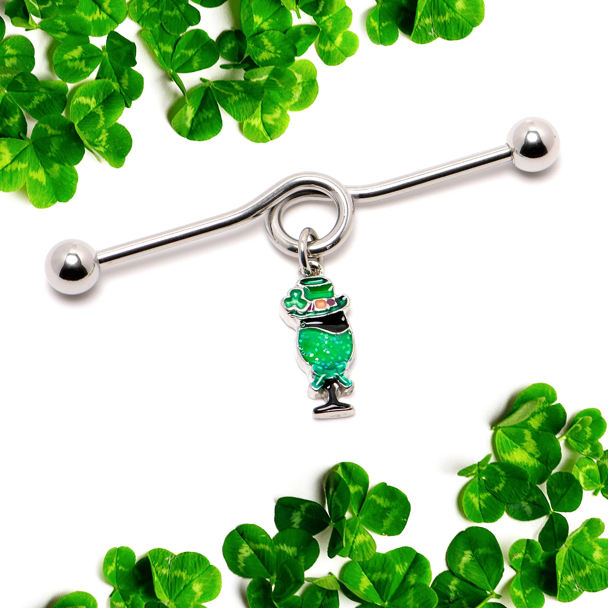 14G Fancy Leprechaun St Patricks Dangle Project Bar 38mm - Image 4